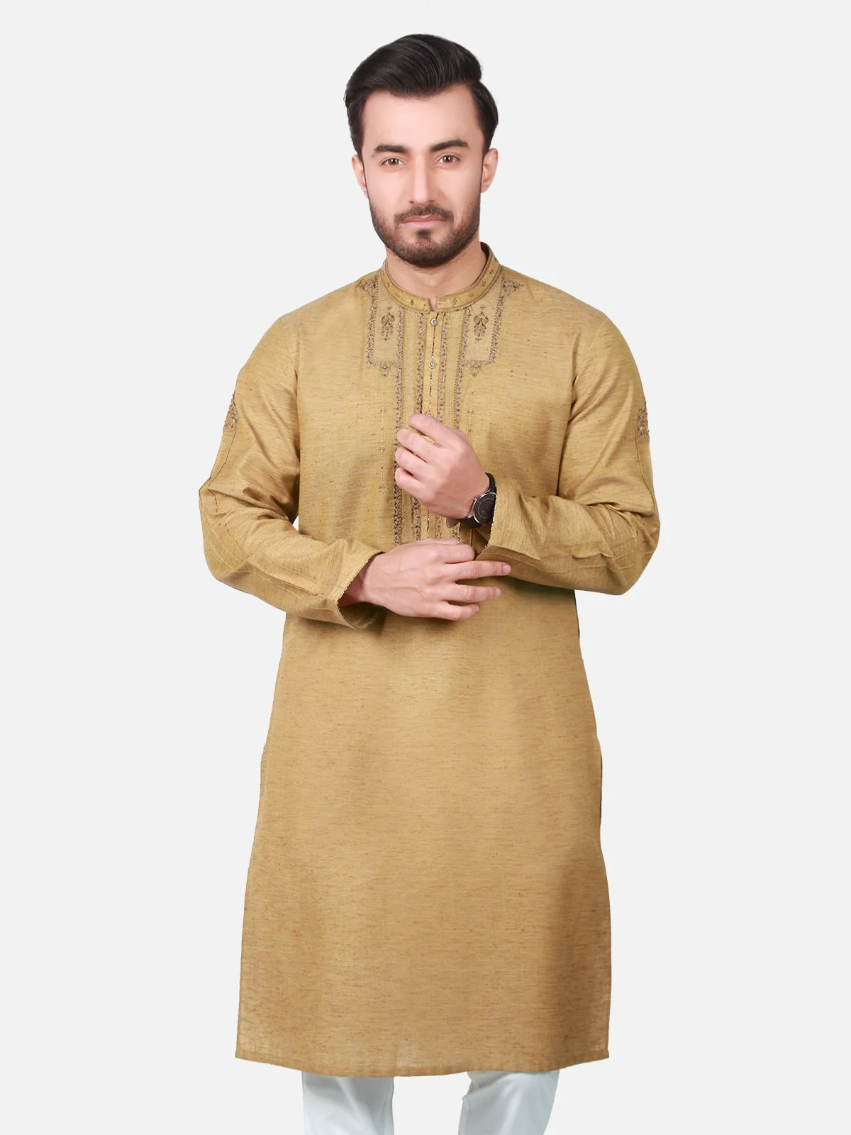 Men's Golden Kurta Ceremonial - EMTKC18-016