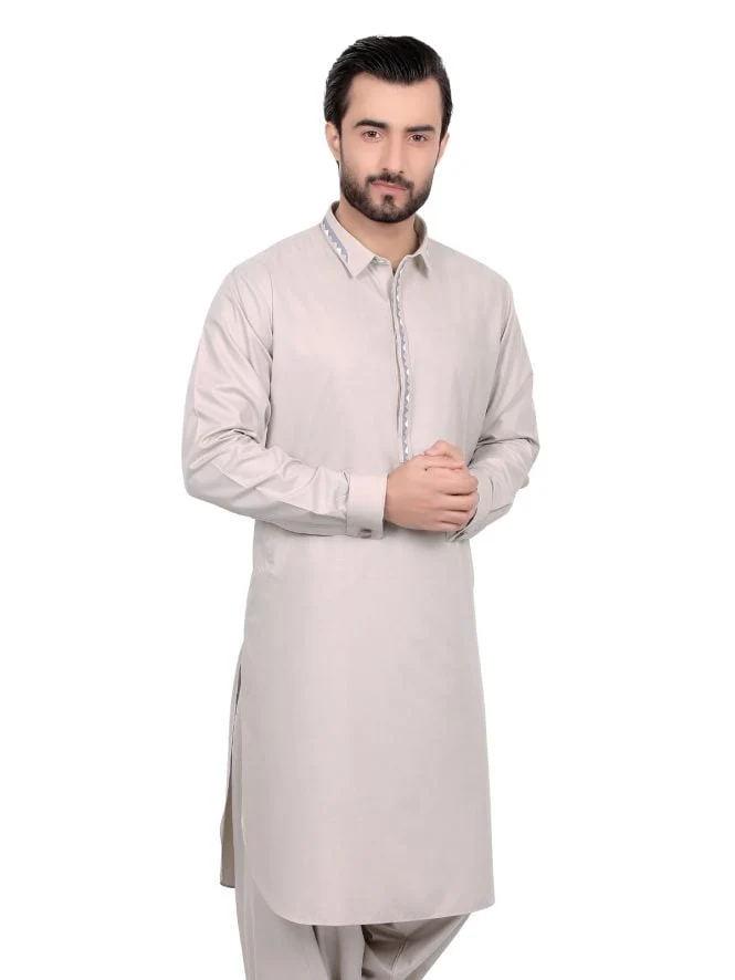 Men's Grey Shalwar Kameez - EMTKS18CFS-40486