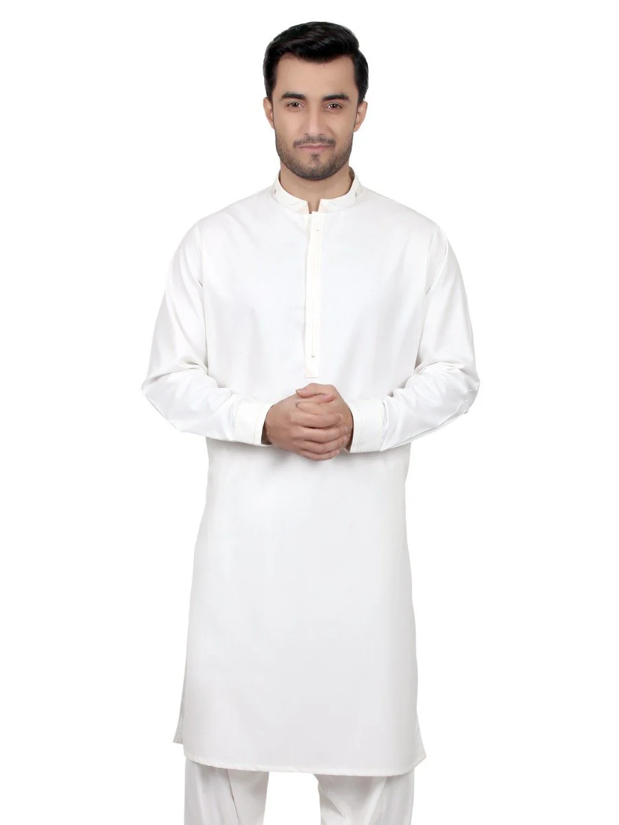 Men's Cream Shalwar Kameez - EMTKS18S-40612