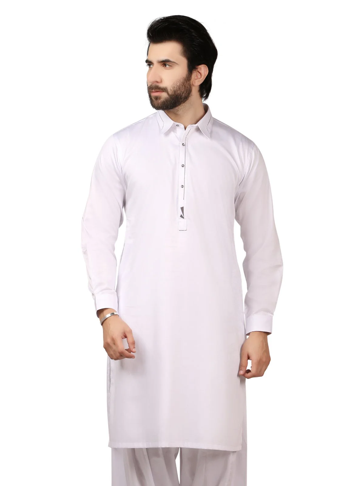 Men's White Shalwar Kameez - EMTKS19-026
