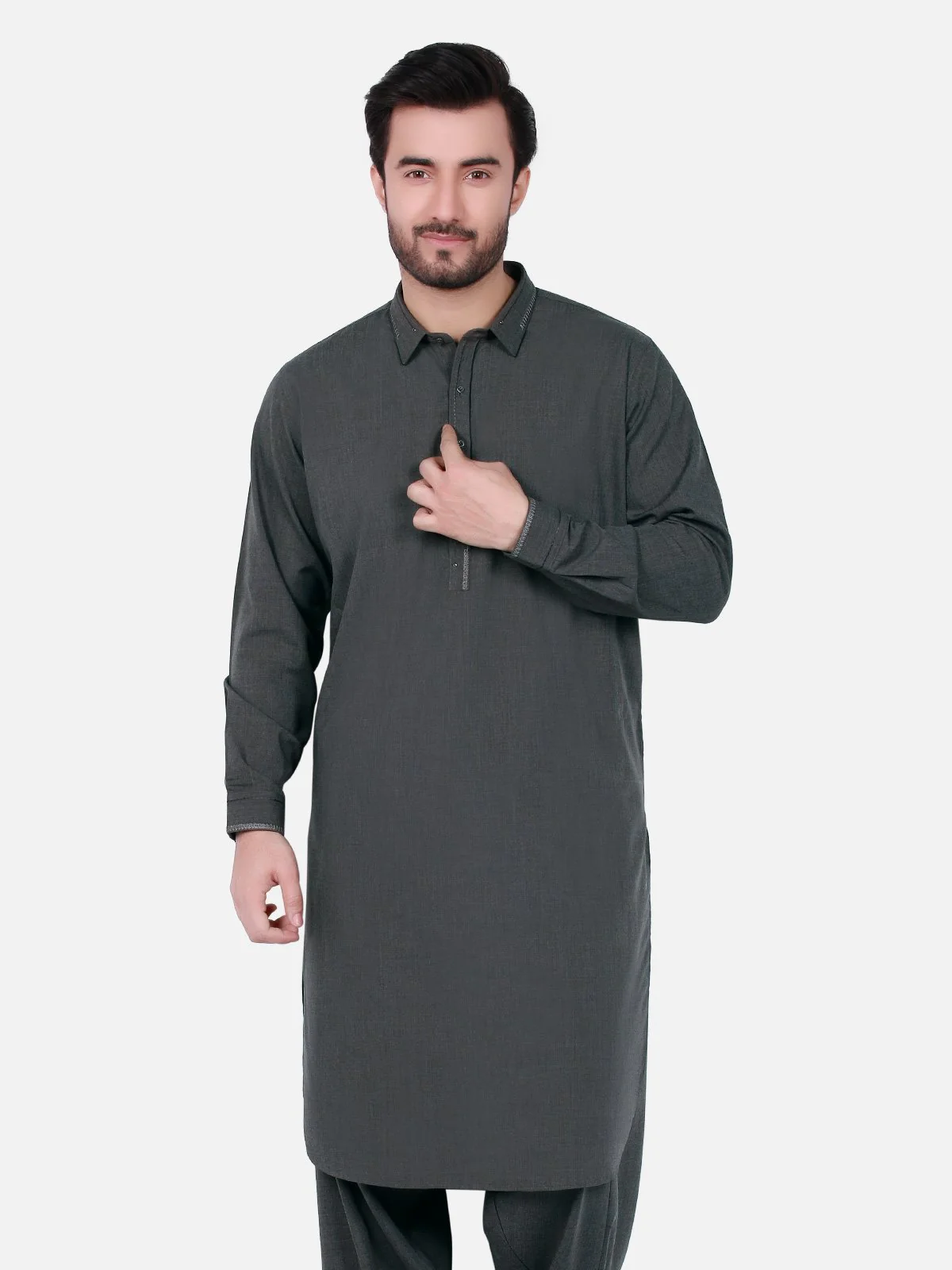 Men's Dark Grey Shalwar Kameez - EMTKS19S-40722