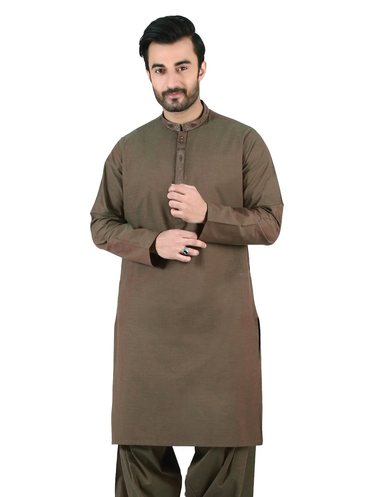 Men's Mehndi Shalwar Kameez - EMTKS19S-40771