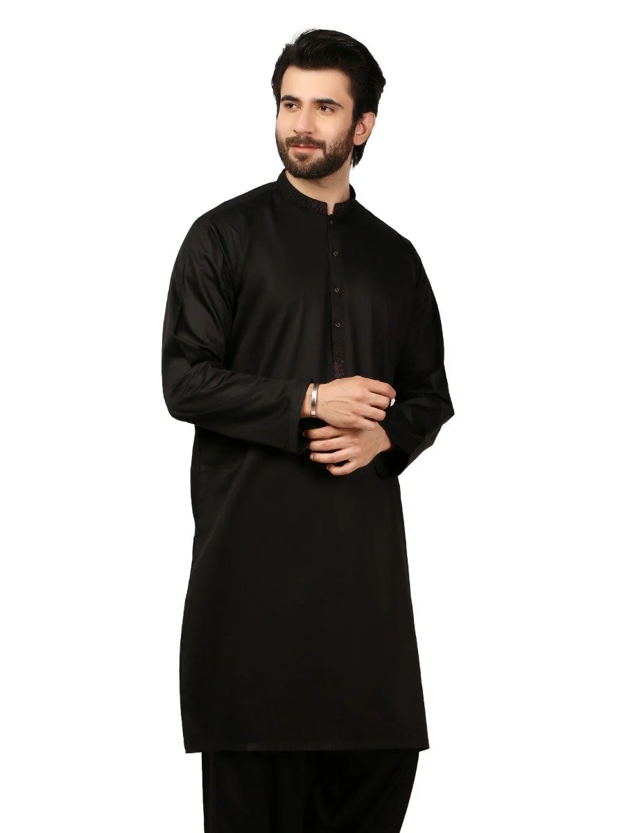 Men's Black Shalwar Kameez - EMTKS19S-40787