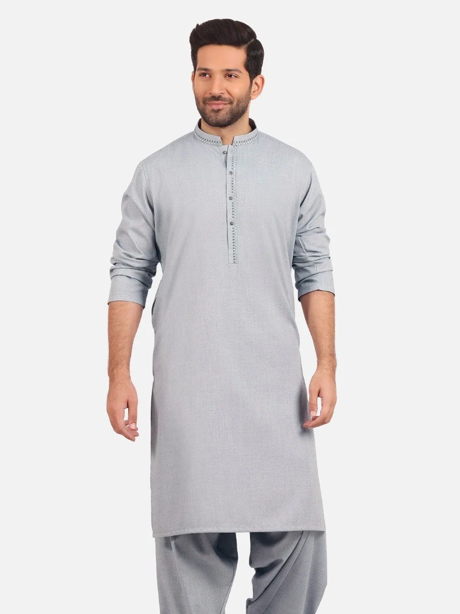 Men's Grey Shalwar Kameez - EMTKS20S-40874