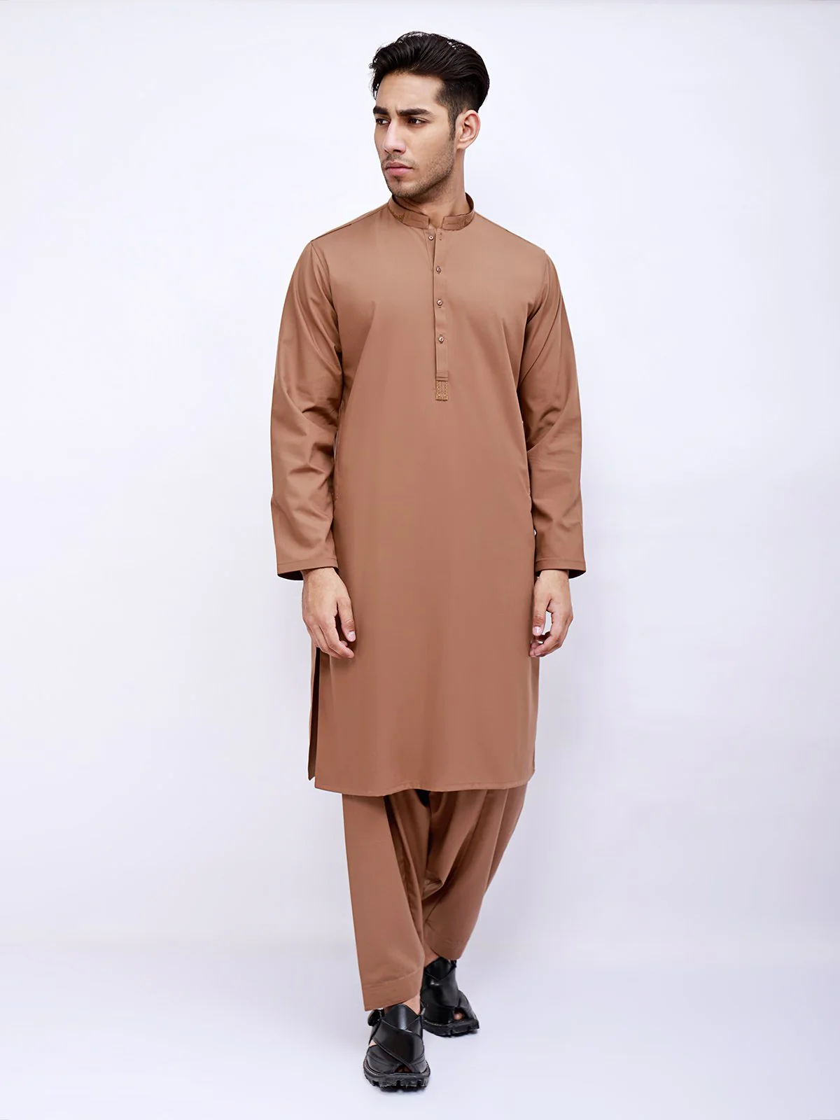 Men's Dead Brown Shalwar Kameez - EMTKS21S-40902