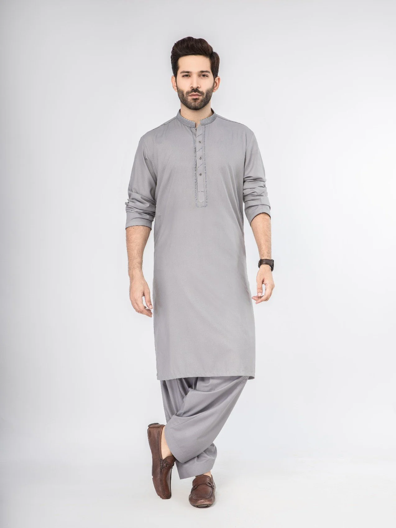 Men's Grey Shalwar Kameez - EMTKS21S-40907