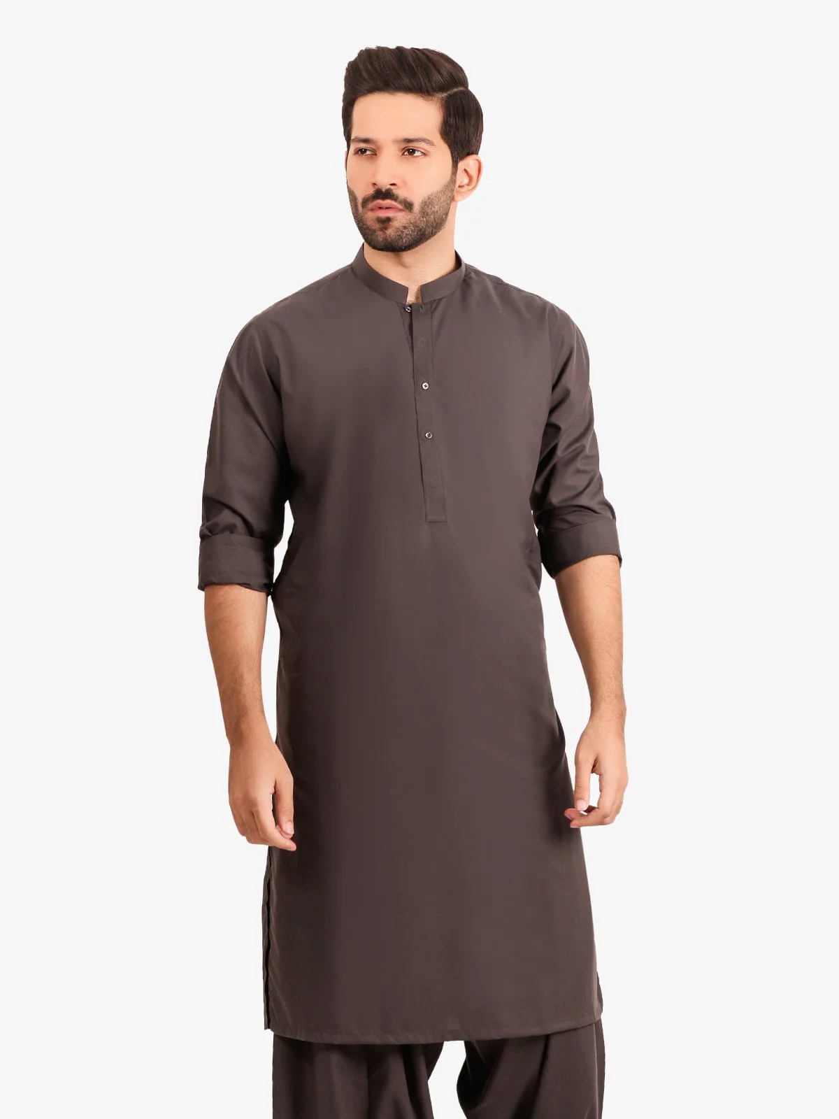 Men's Charcoal Shalwar Kameez Plain - EMTKSP20S-40866