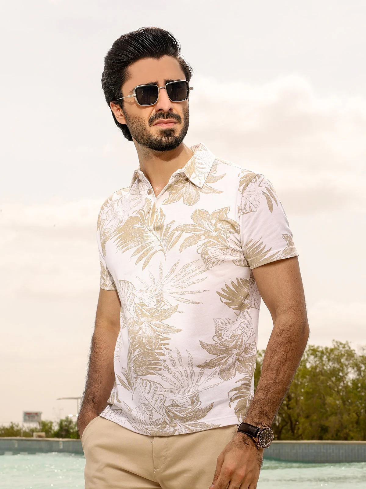 Men's Off White Polo Shirt - EMTPS20-016 - Image 4