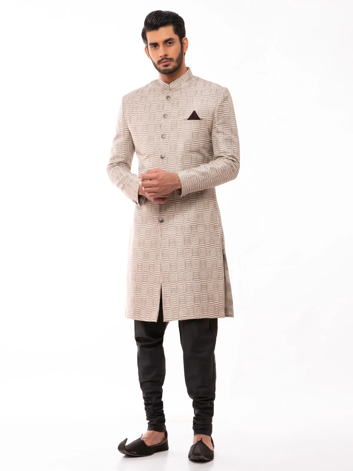 Men's Beige Sherwani - EMTS19-7164