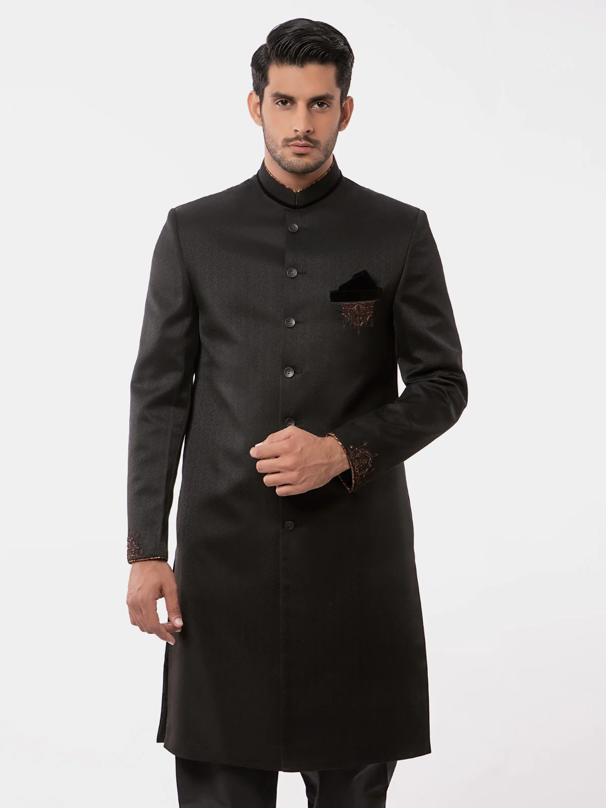 Men's Black Sherwani - EMTS19-7168