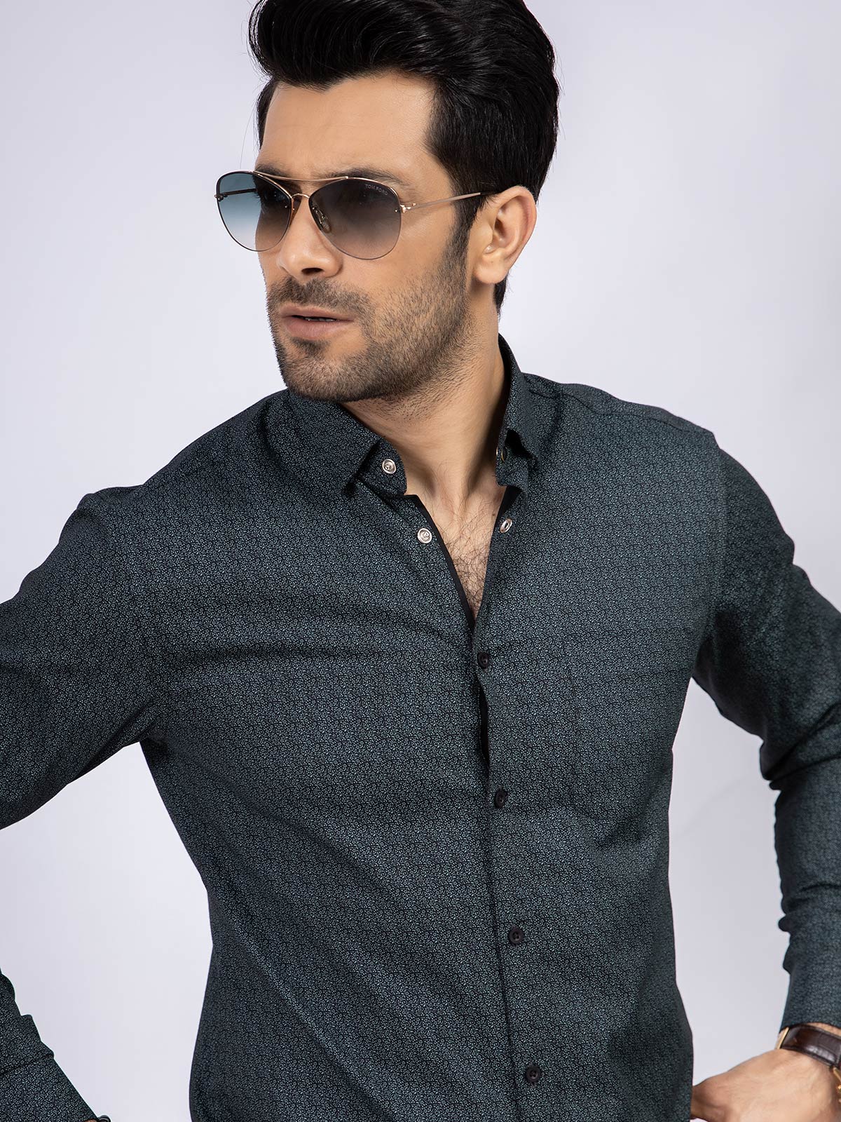 Men's Bottle Green Shirt - EMTSUC19-051