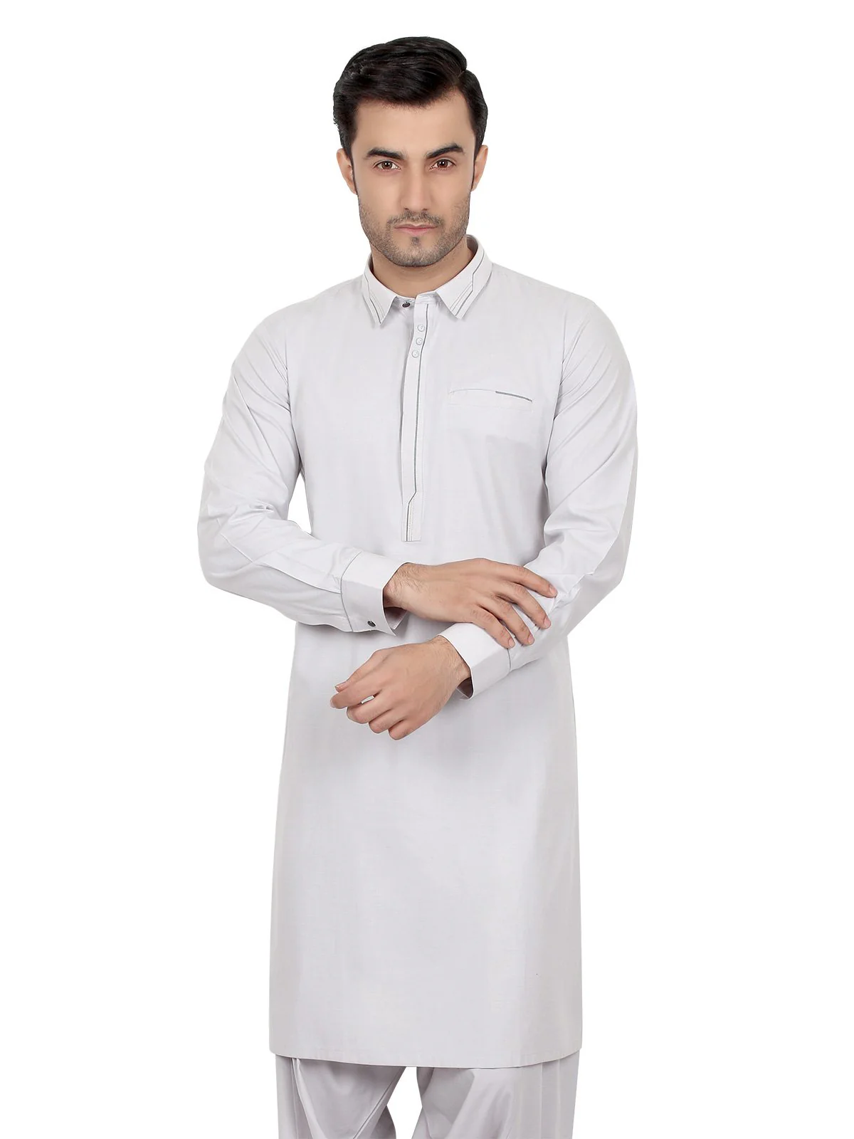 Men's Light Grey Shalwar Kameez - EMTSW18S-9602