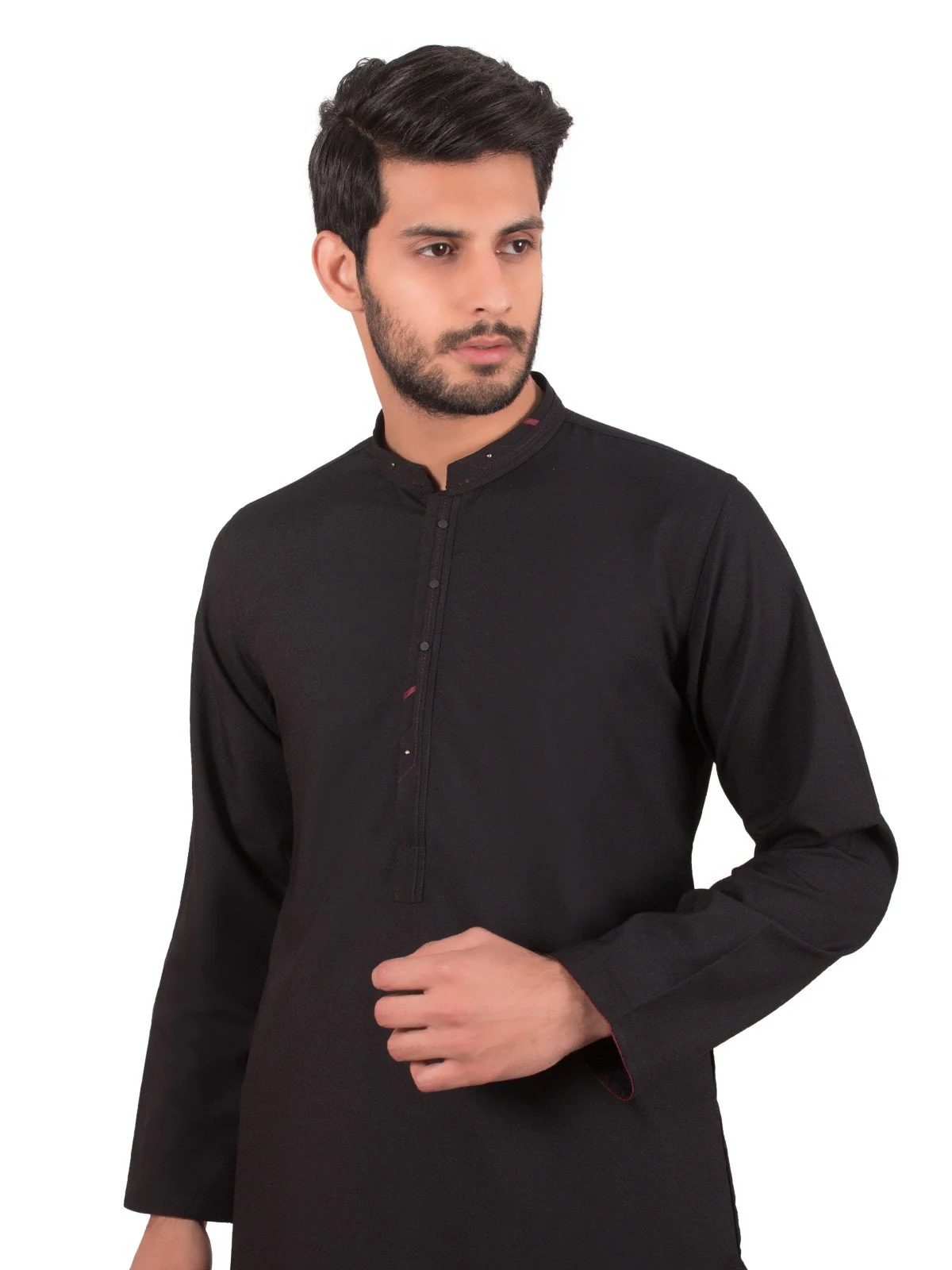 Men's Black Shalwar Kameez Tailored - EMTSW19W-9834 - Image 5