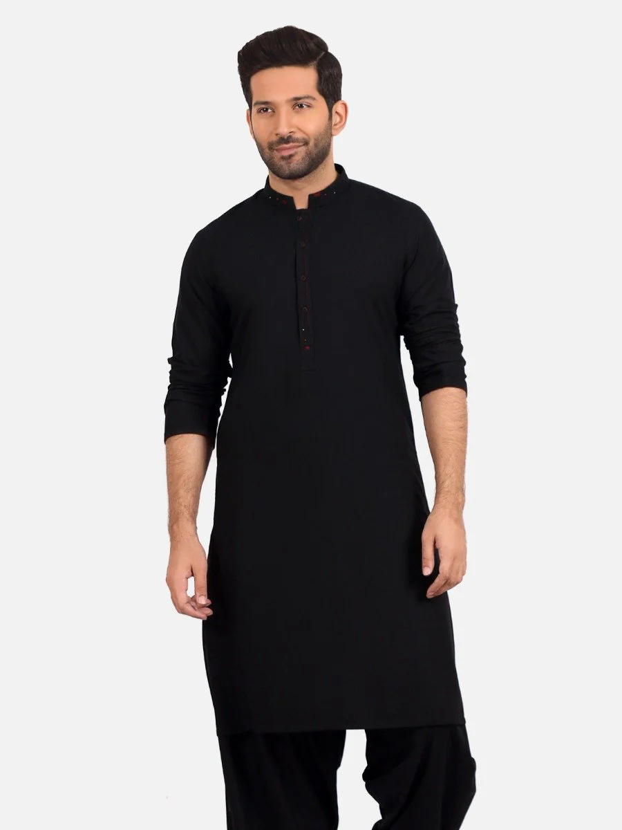 Men's Black Shalwar Kameez - EMTSW20S-9898