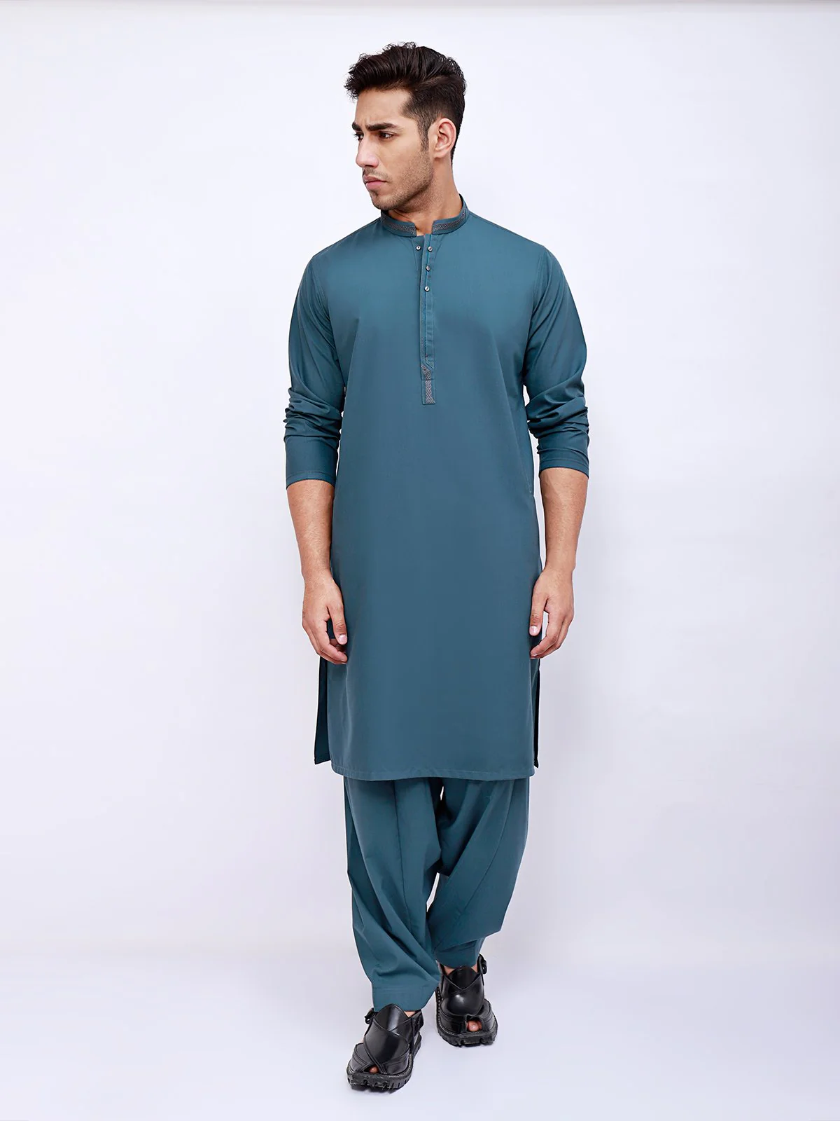 Men's Teal Blue Shalwar Kameez - EMTSW21S-99033
