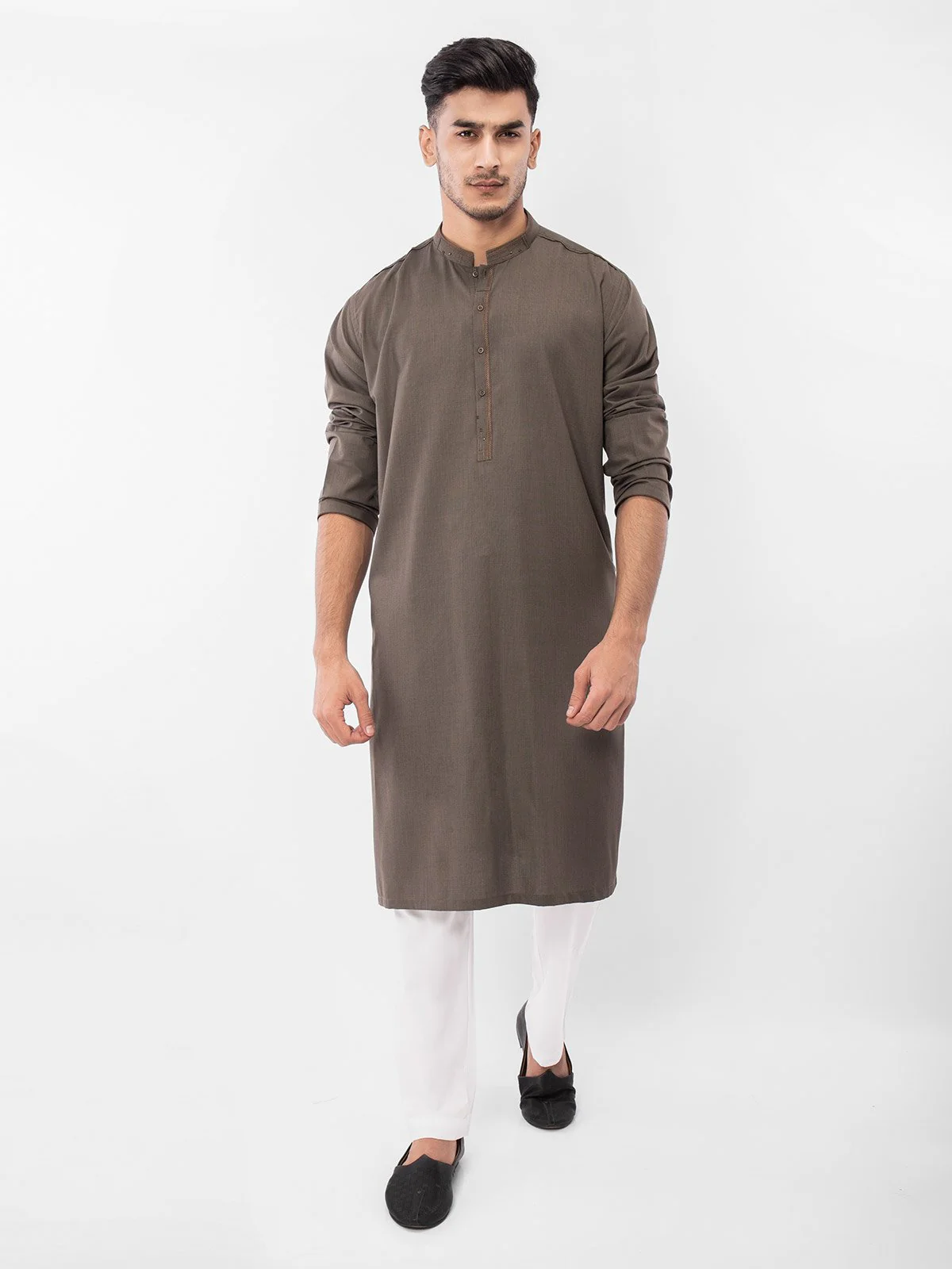 Men's Dark Olive Shalwar Kameez - EMTSW22S-99125