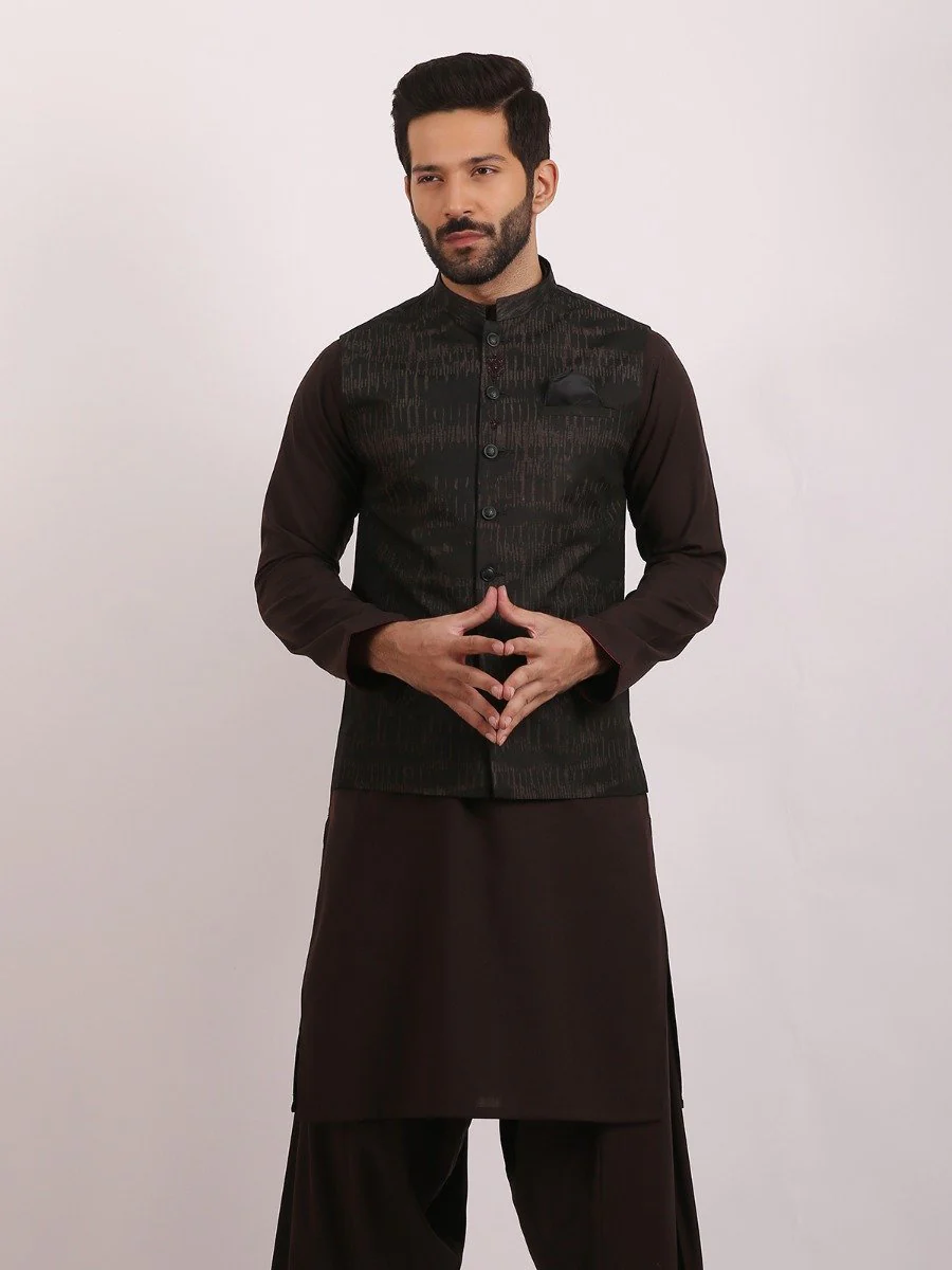Men's Black Waist Coat - EMTWC20-35713
