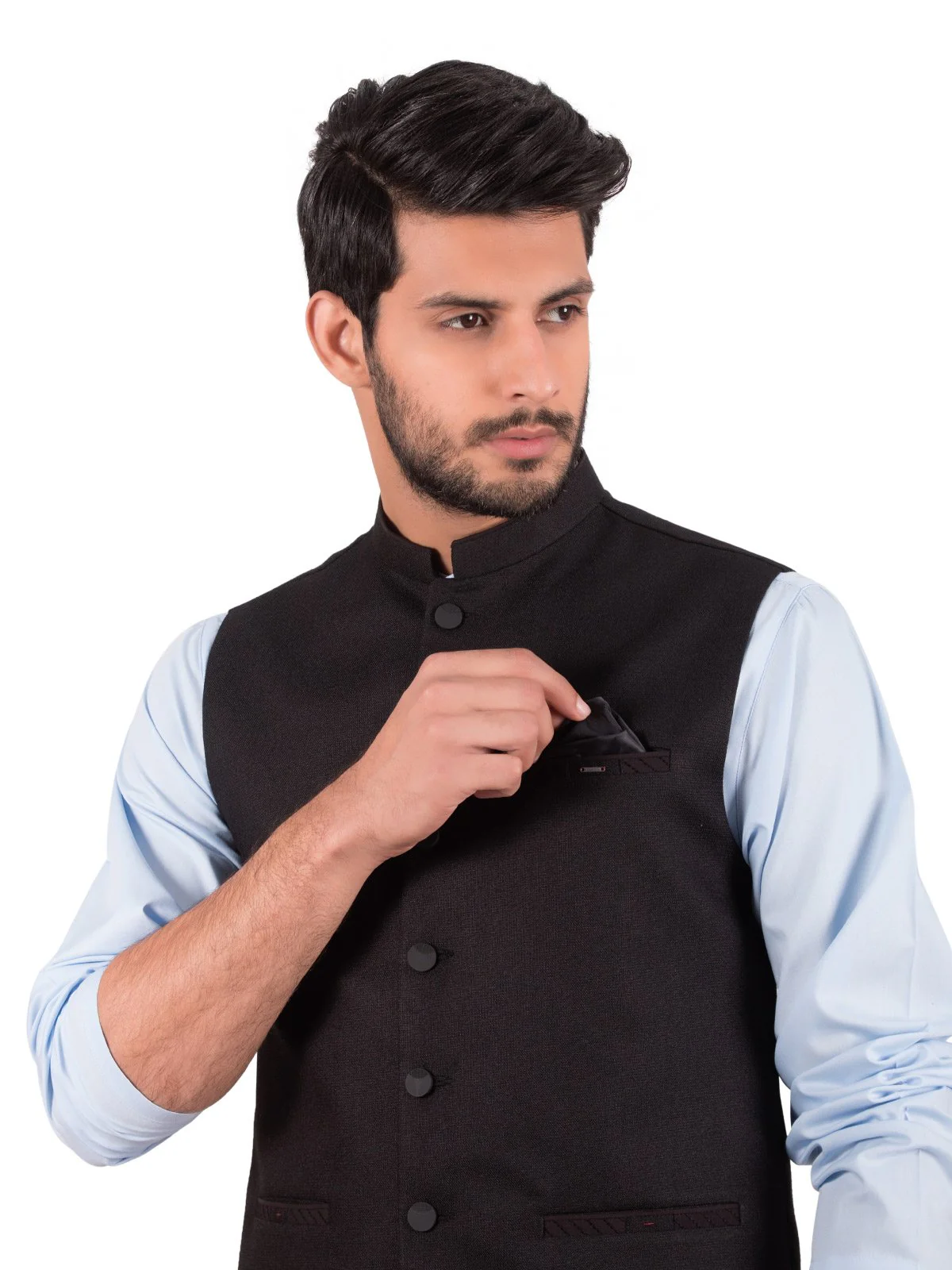 Men's Black Waist Coat - EMTWC20-35716