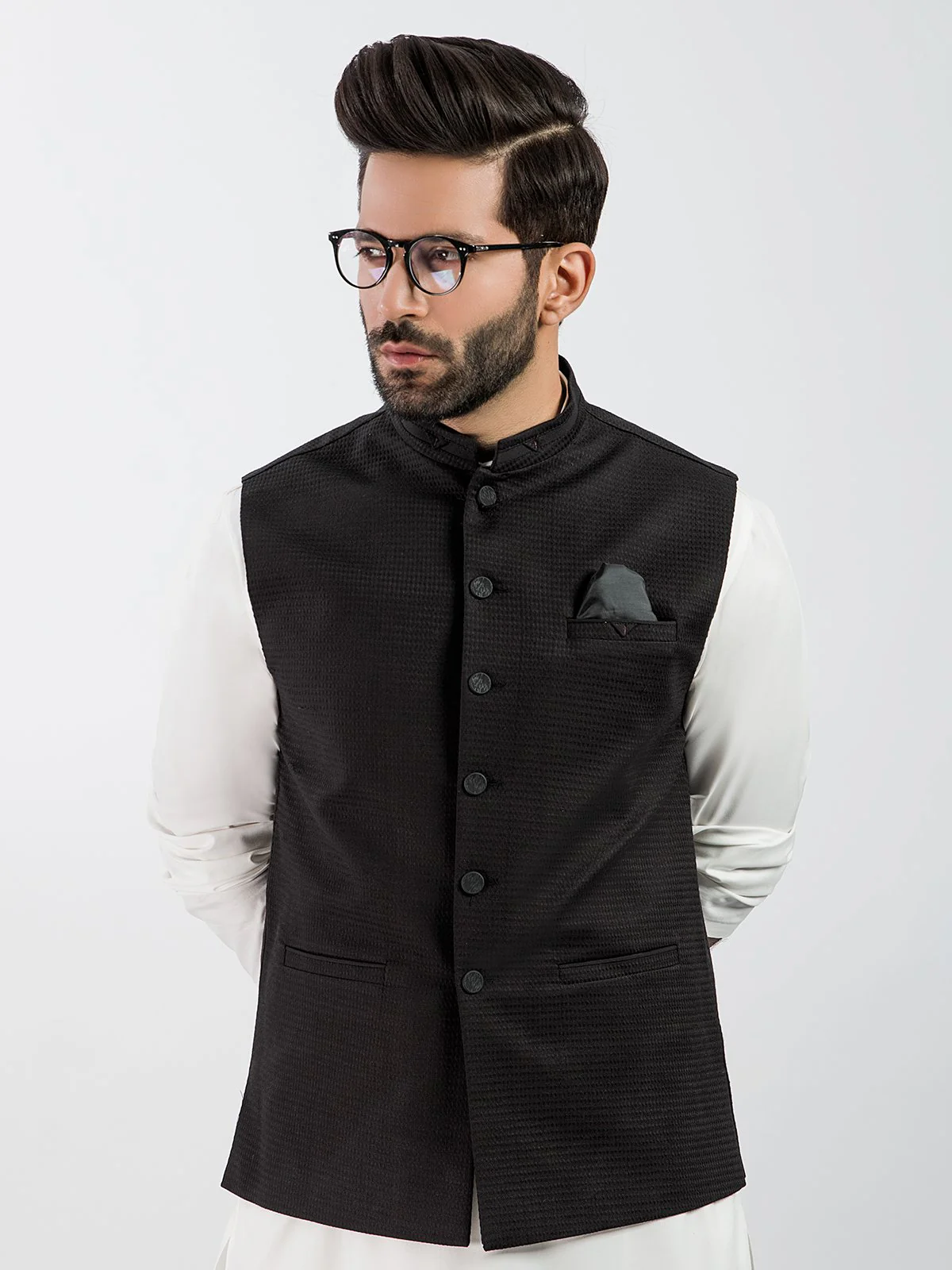 Men's Black Waist Coat - EMTWC20-35725