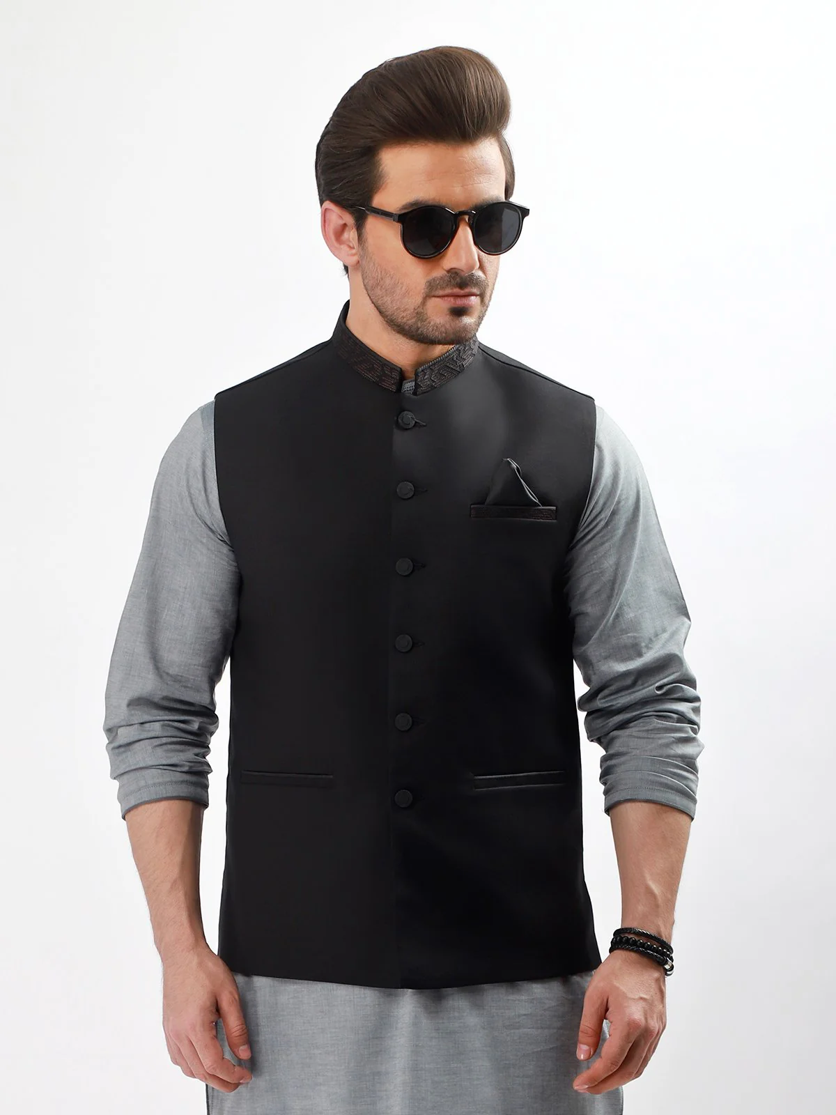 Men's Black Waist Coat - EMTWC21-35747
