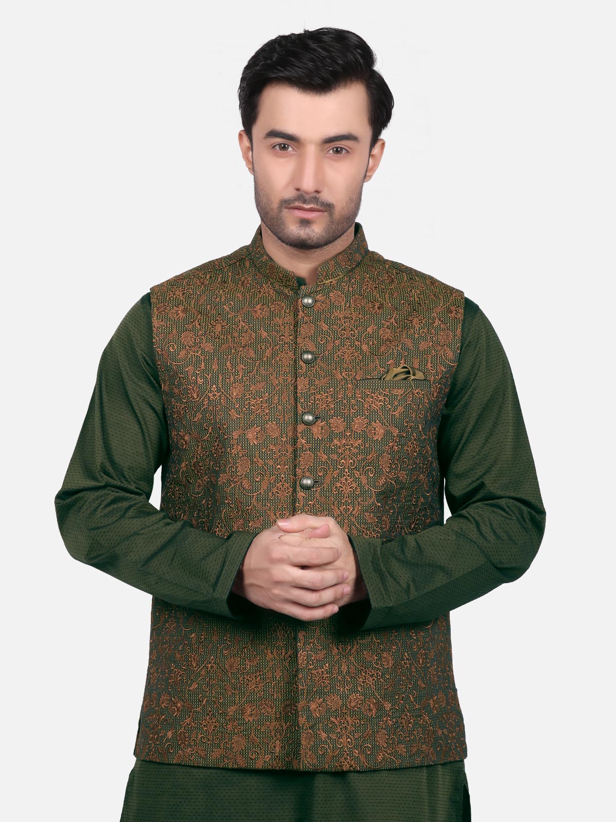 Men's Olive Waist Coat Ceremonial - EMTWCC18-047