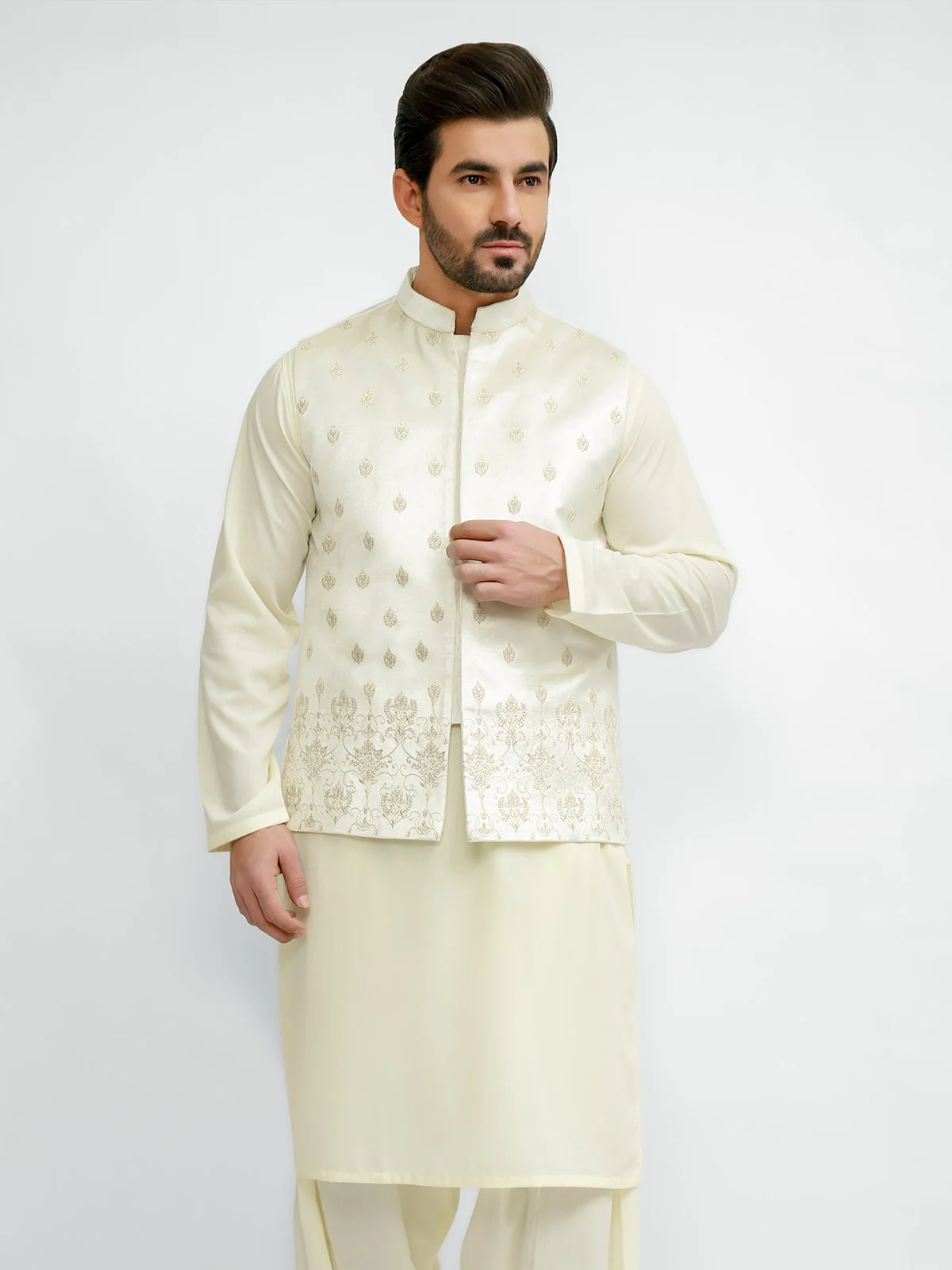 Men's Pearl White Waist Coat Ceremonial - EMTWCC20-072
