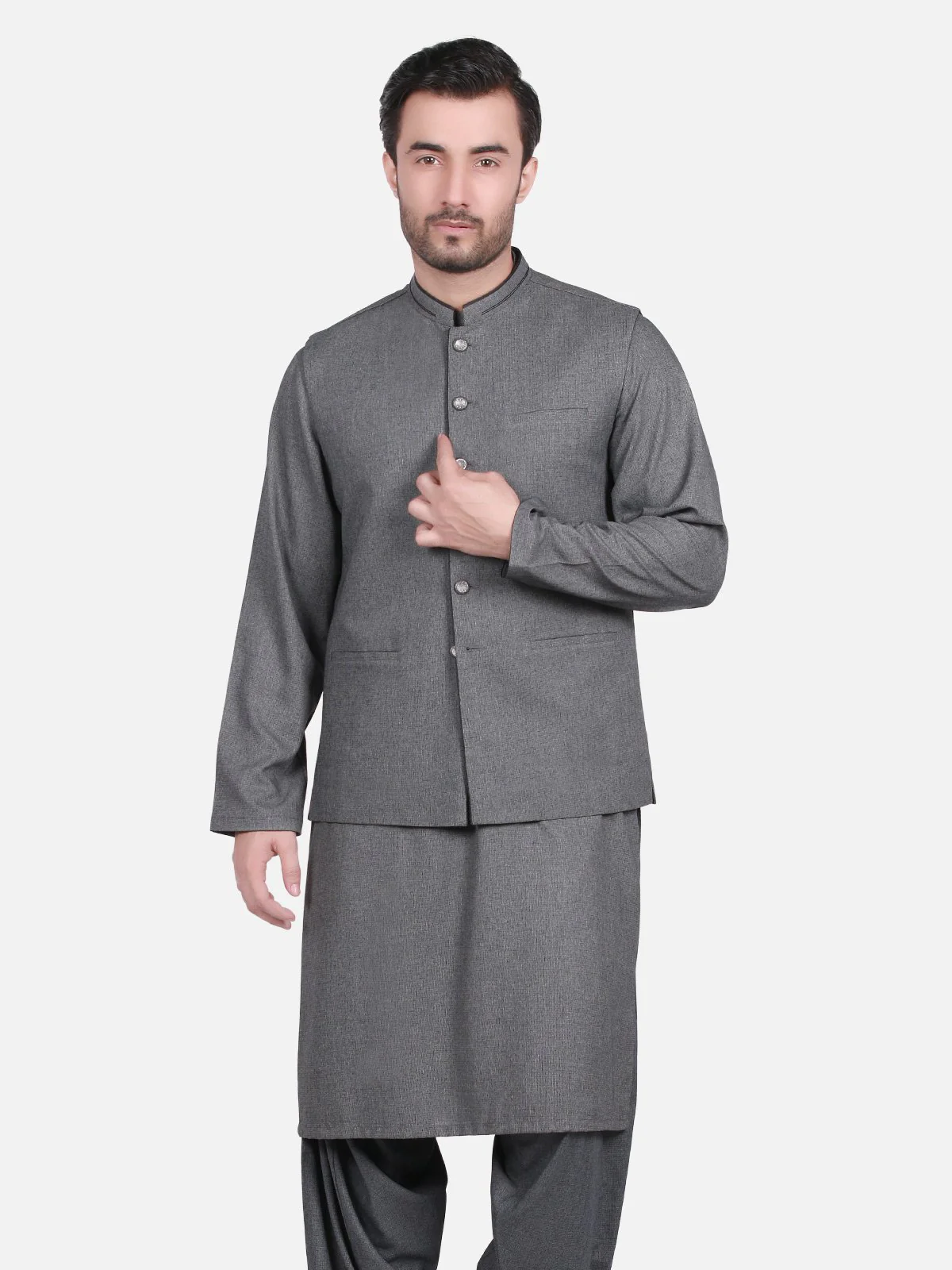 Men's Grey Waist Coat Suit - EMTWCS18-9721
