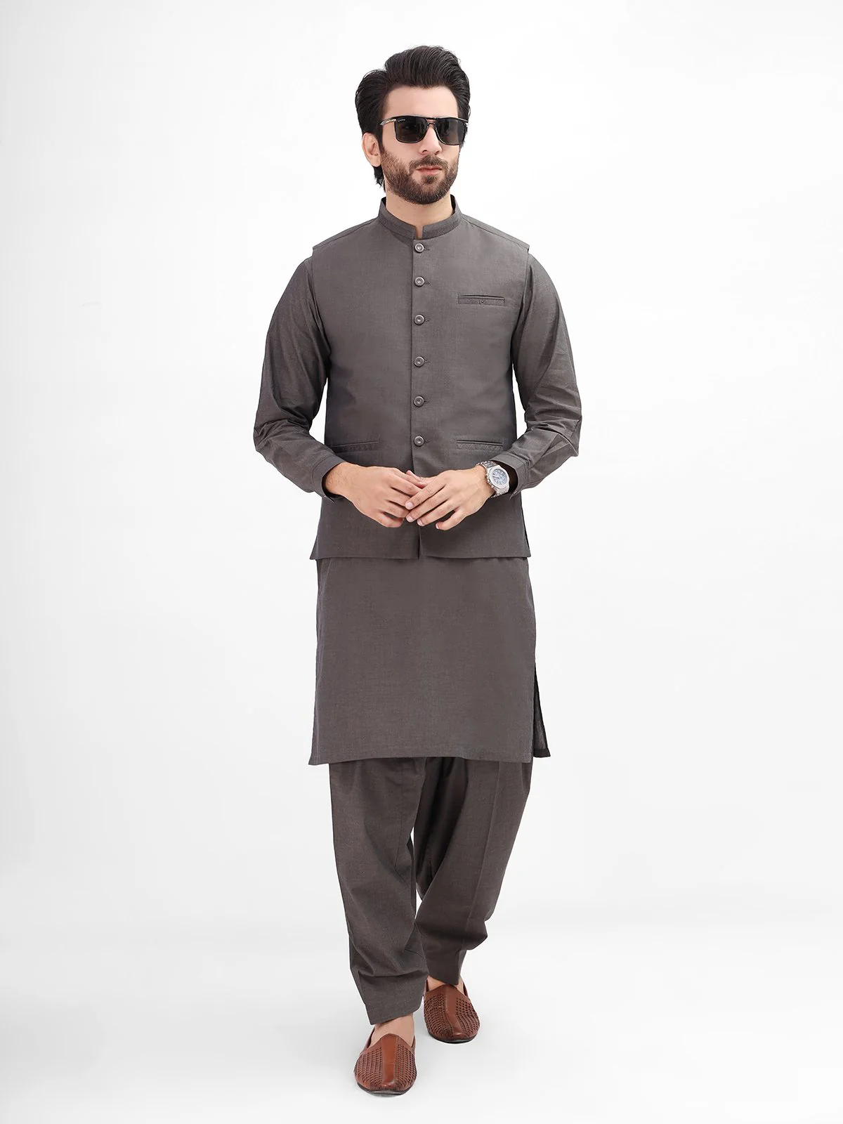 Men's Grey Waist Coat Suit - EMTWCS21-011