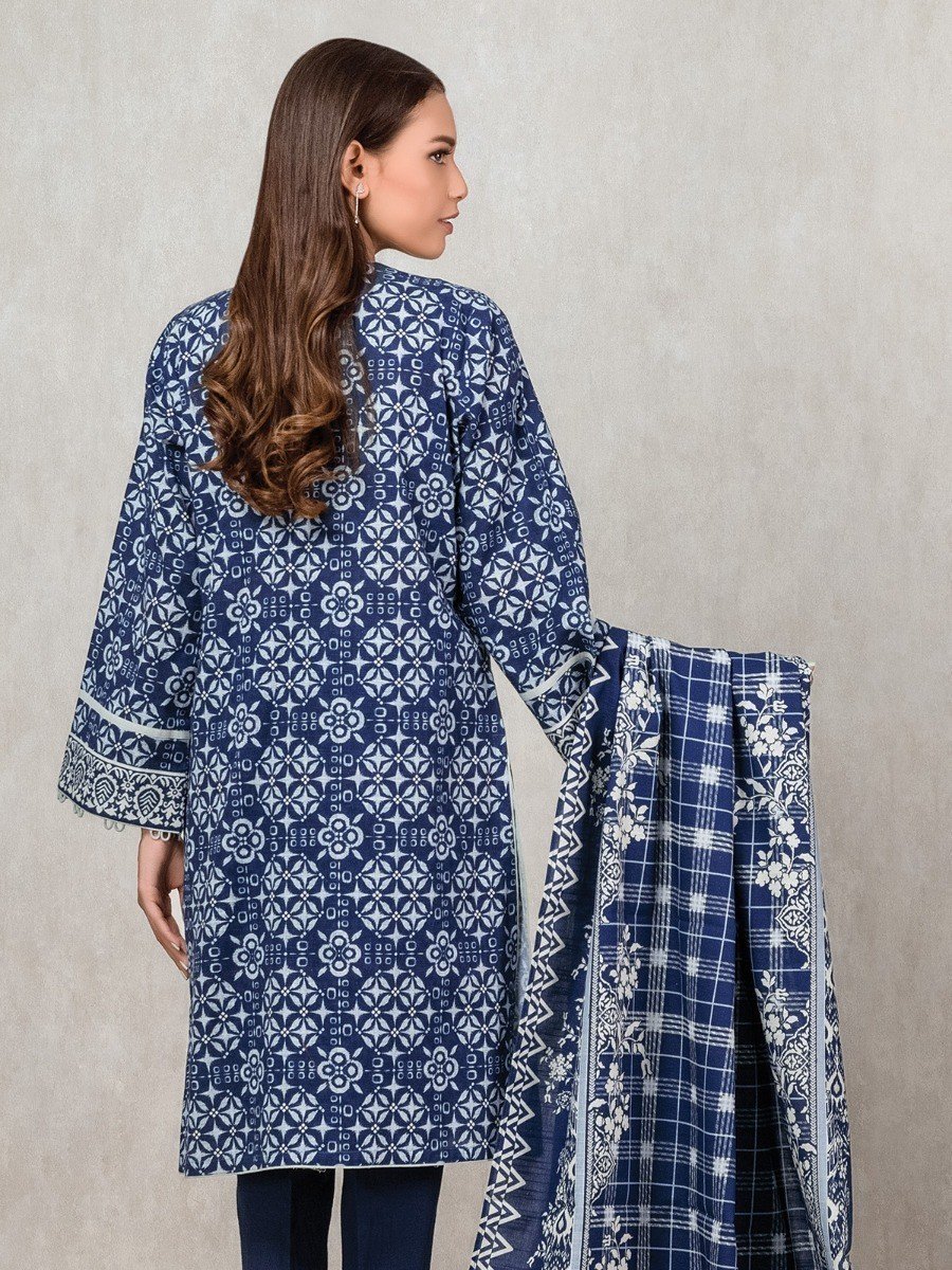 Unstitched Printed Khaddar Shirt Dupatta - EWU20A10-20322