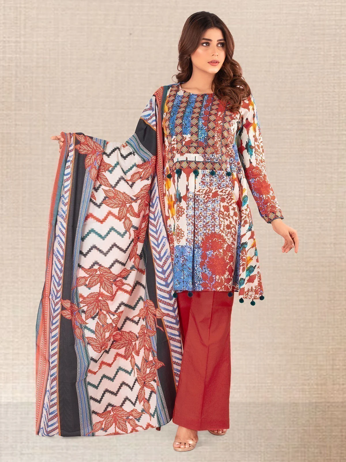 Unstitched Printed Lawn Suit - EWU20A5-20058