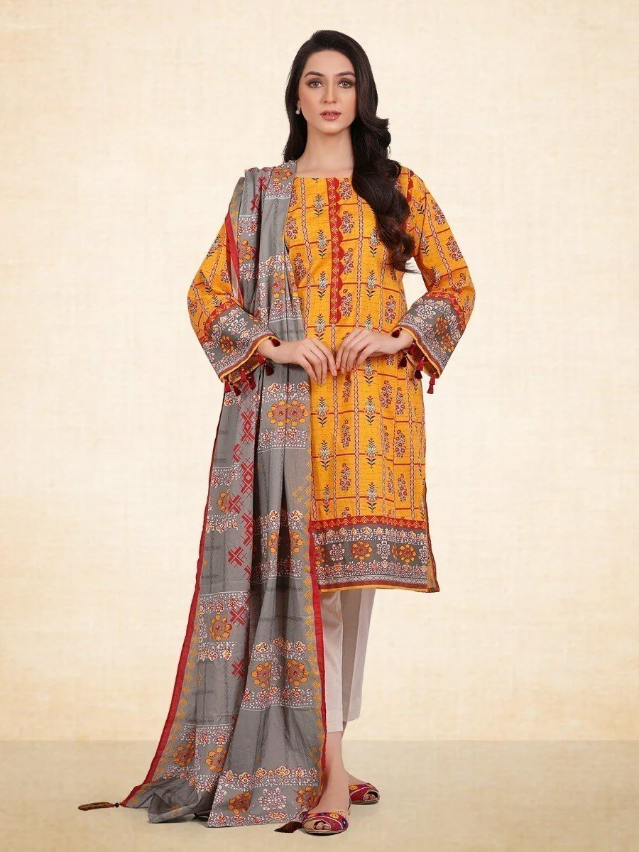 Unstitched Printed Cambric Shirt Dupatta - EWU20A9-20253