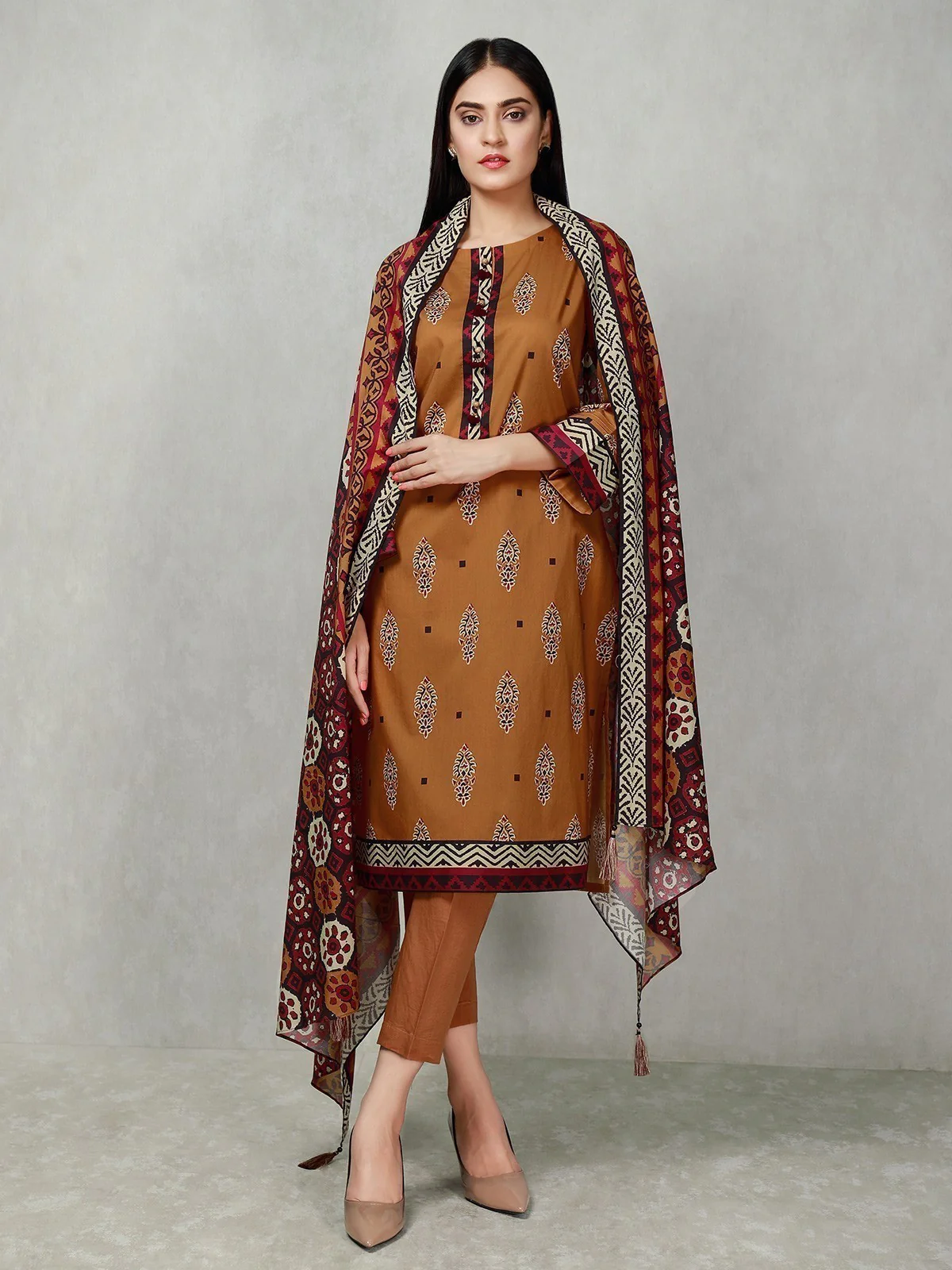Unstitched Printed Cambric Shirt Dupatta - EWU20A9-20257