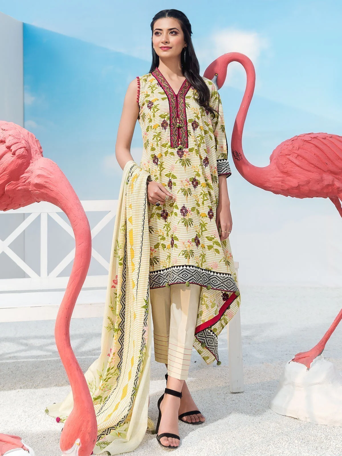 Unstitched Embroidered 2 Piece Suit - EWU20V1-20010