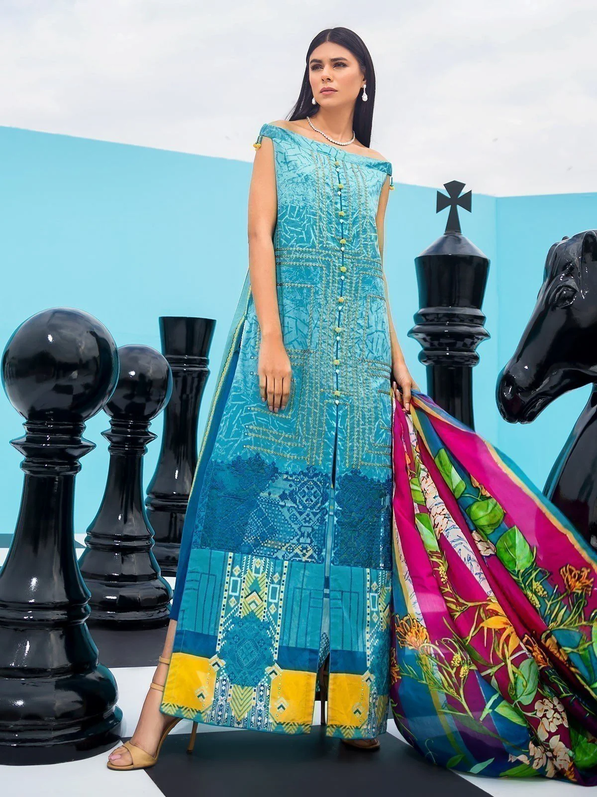 Unstitched Embroidered Lawn Suit - EWU20V4-19960