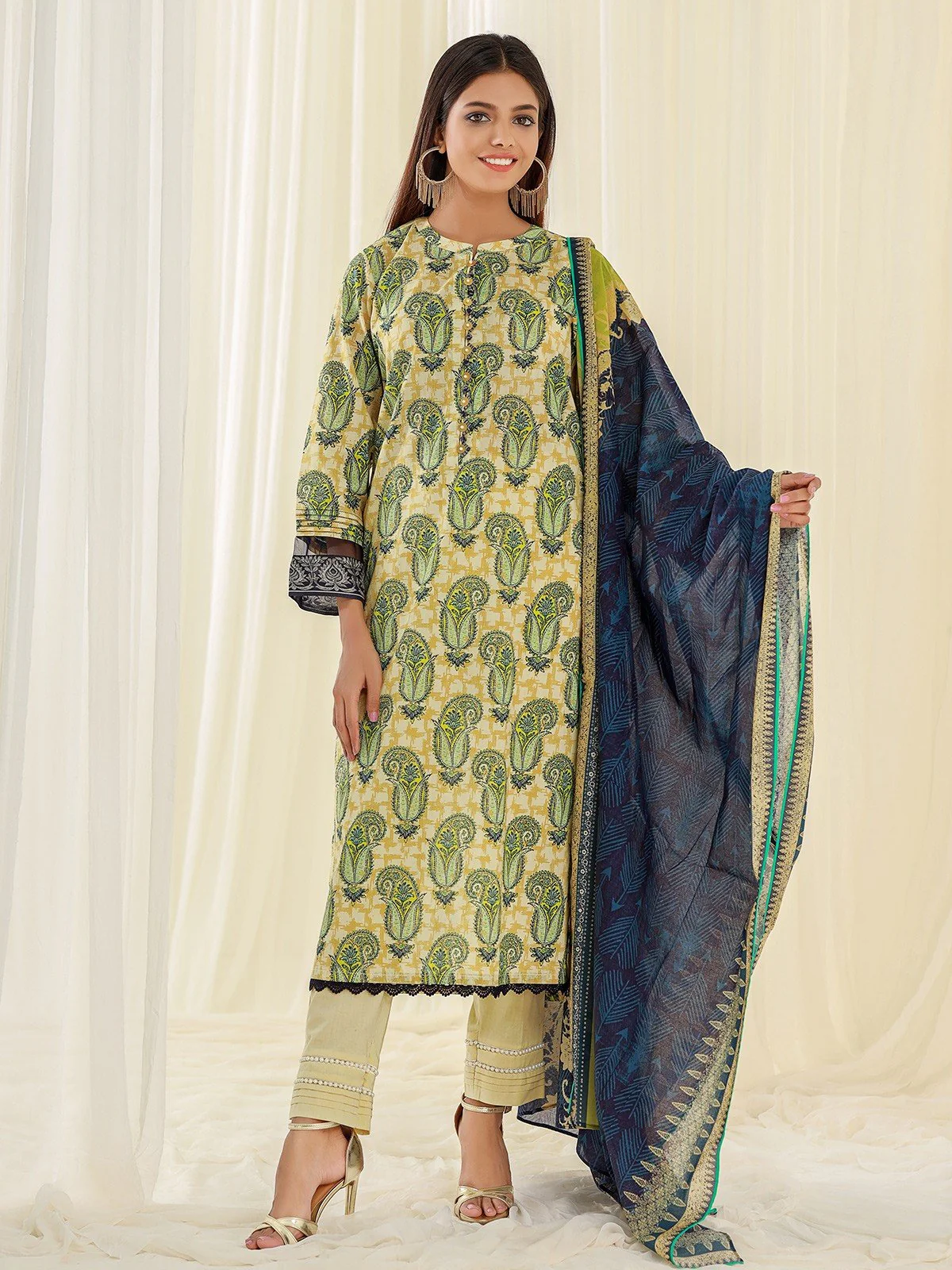 Unstitched Printed Lawn Suit - EWU21A1-20546