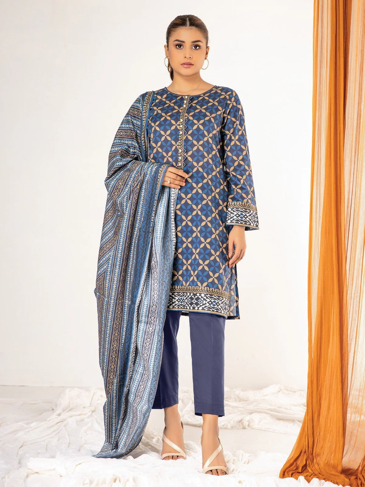 Unstitched Printed Lawn Shirt Dupatta - EWU21A1-20642