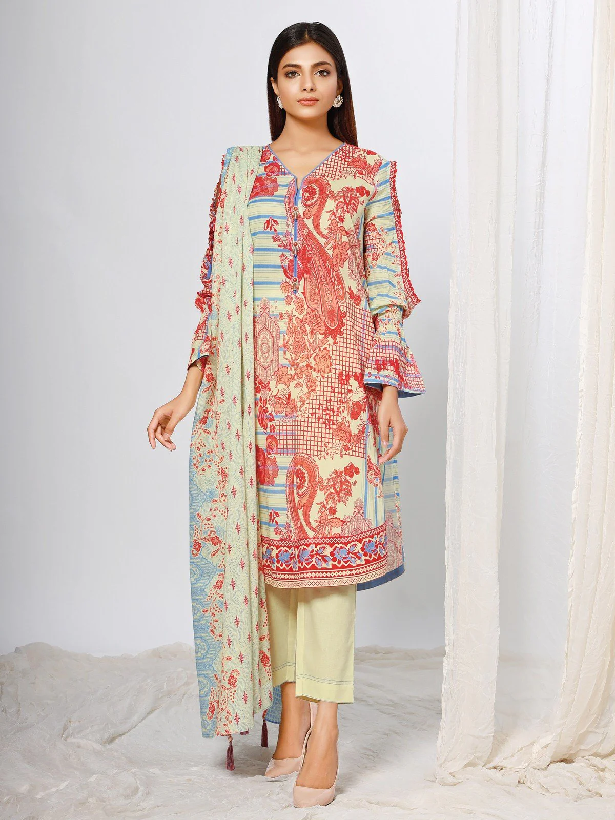 Unstitched Printed Lawn Shirt Trouser - EWU21A1-20719A