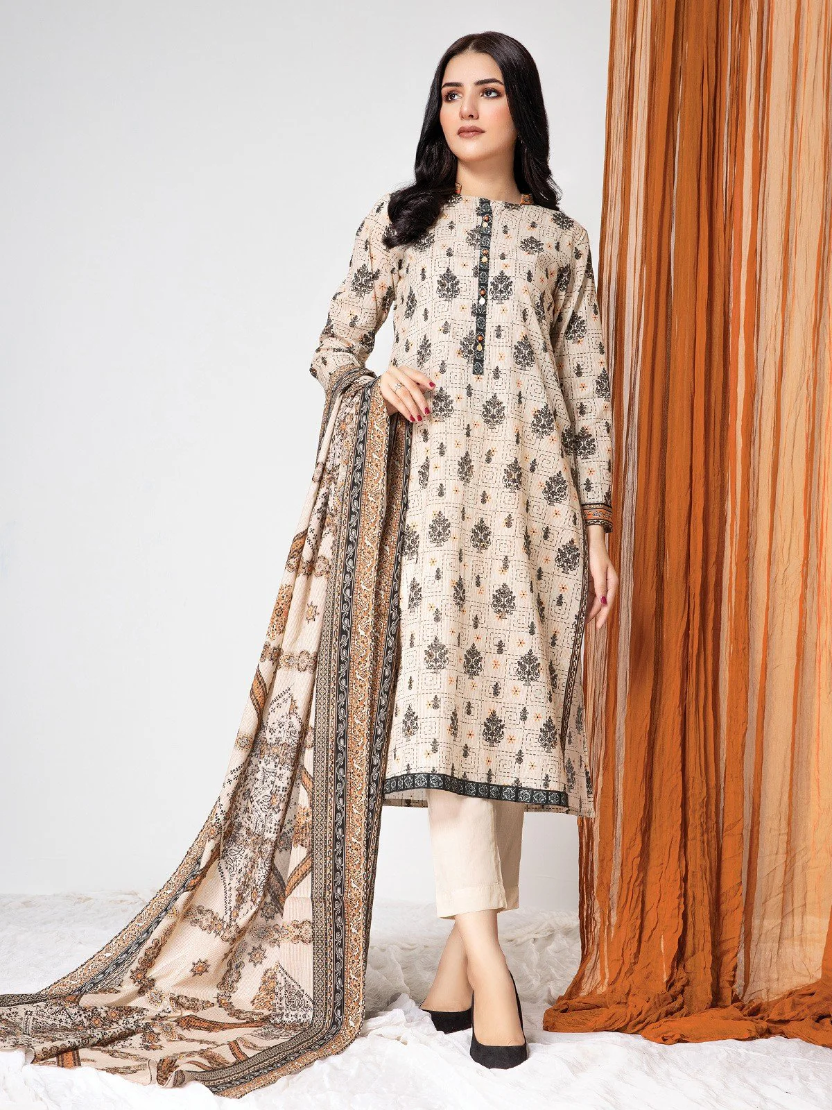 Unstitched Printed Lawn Shirt Dupatta - EWU21A1-20736