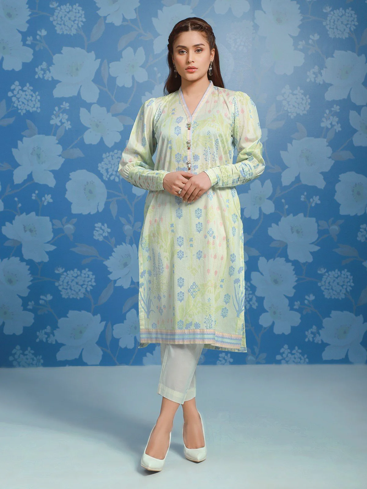 Unstitched Printed Lawn Shirt Trouser - EWU21A1-20748