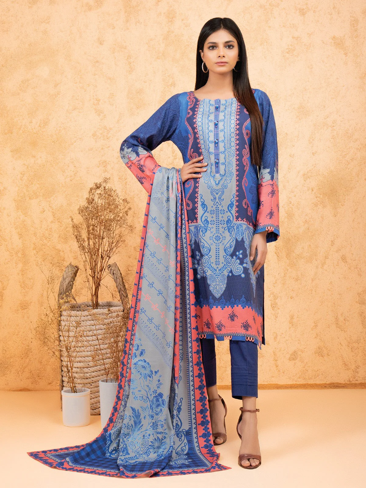 Unstitched Printed Viscose Shirt Trouser - EWU21A10-21378ST