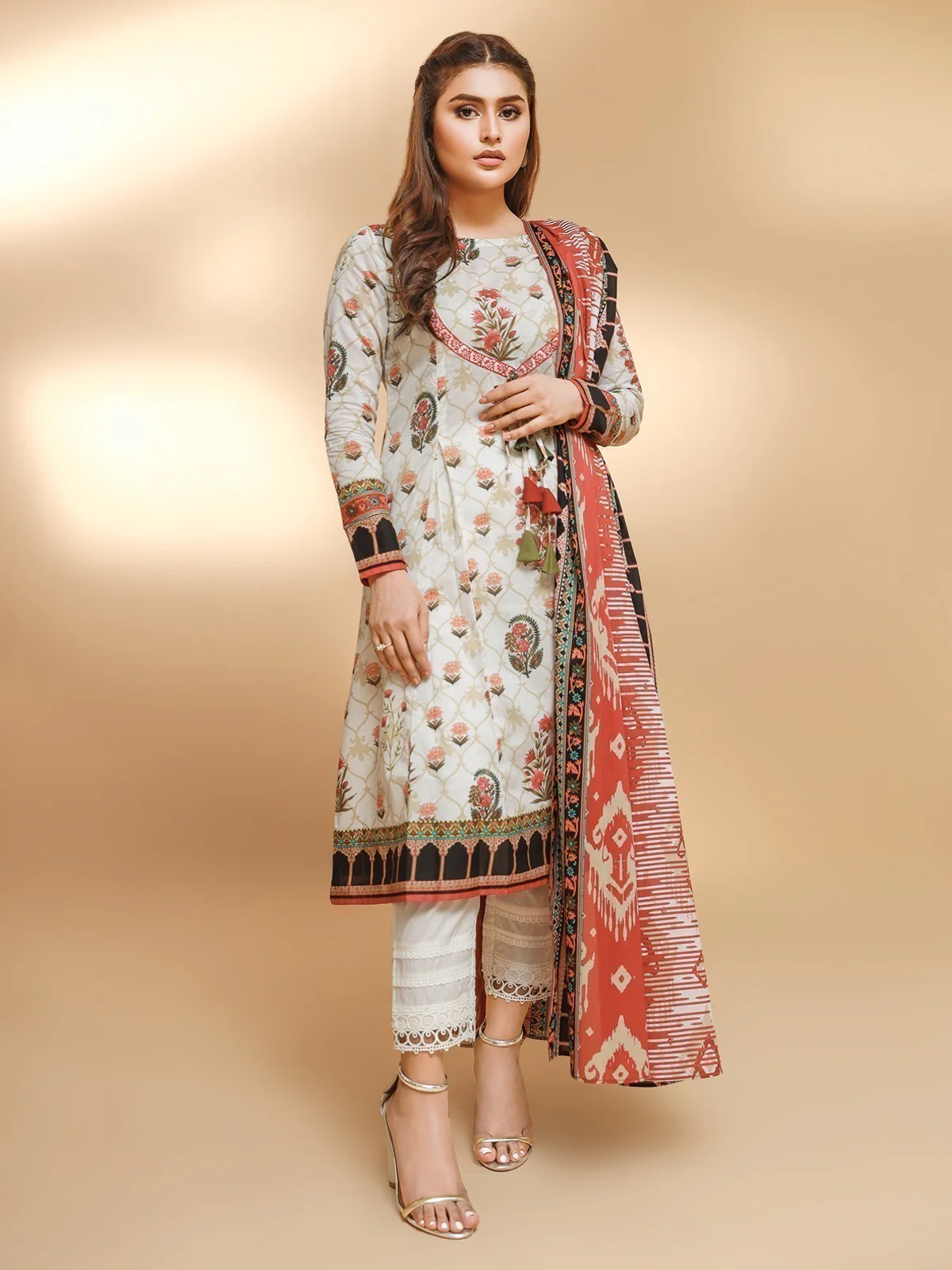 Unstitched Printed Cambric Shirt Dupatta - EWU21A7-21272