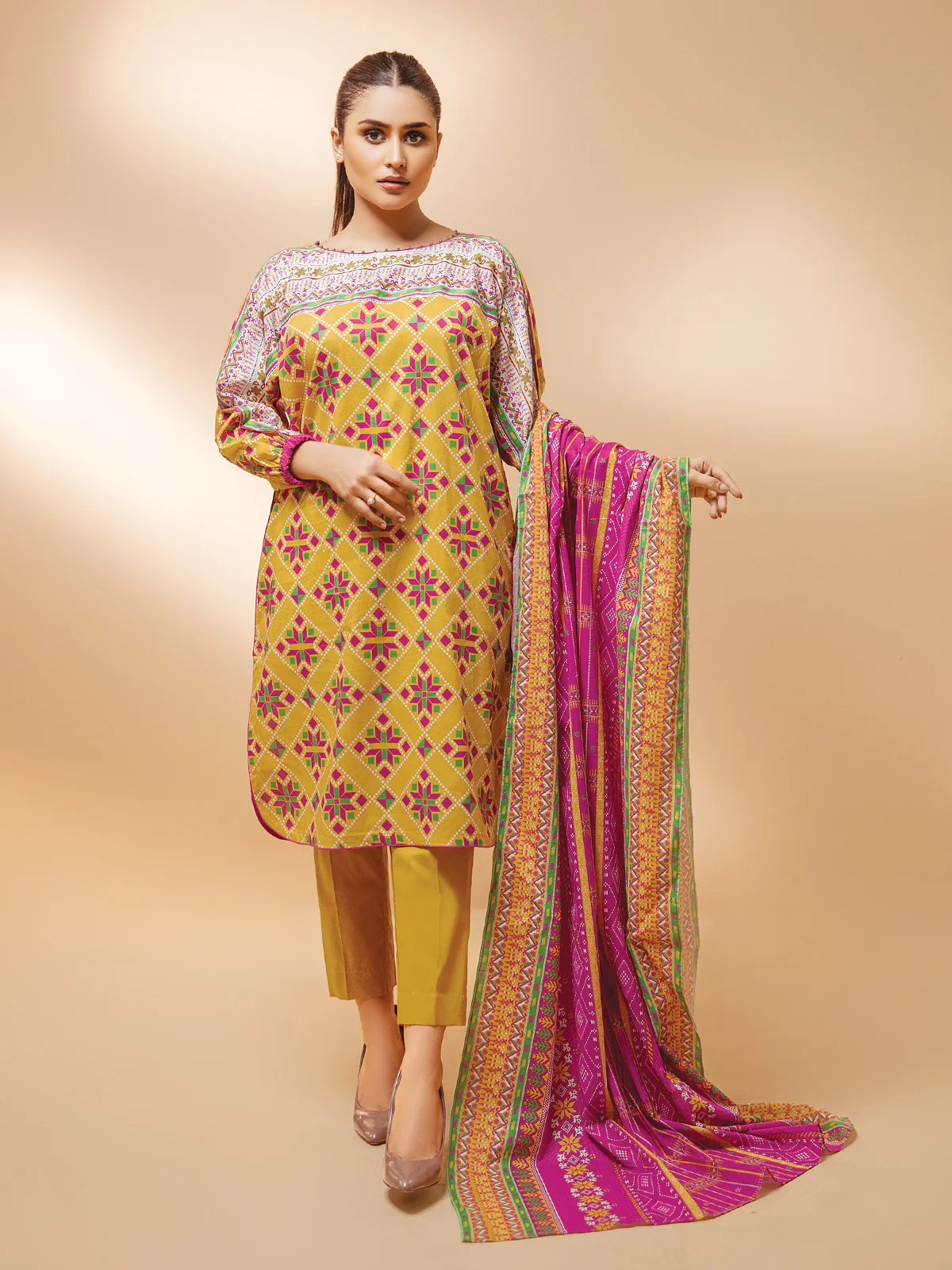 Unstitched Printed Cambric Shirt Dupatta - EWU21A7-21285