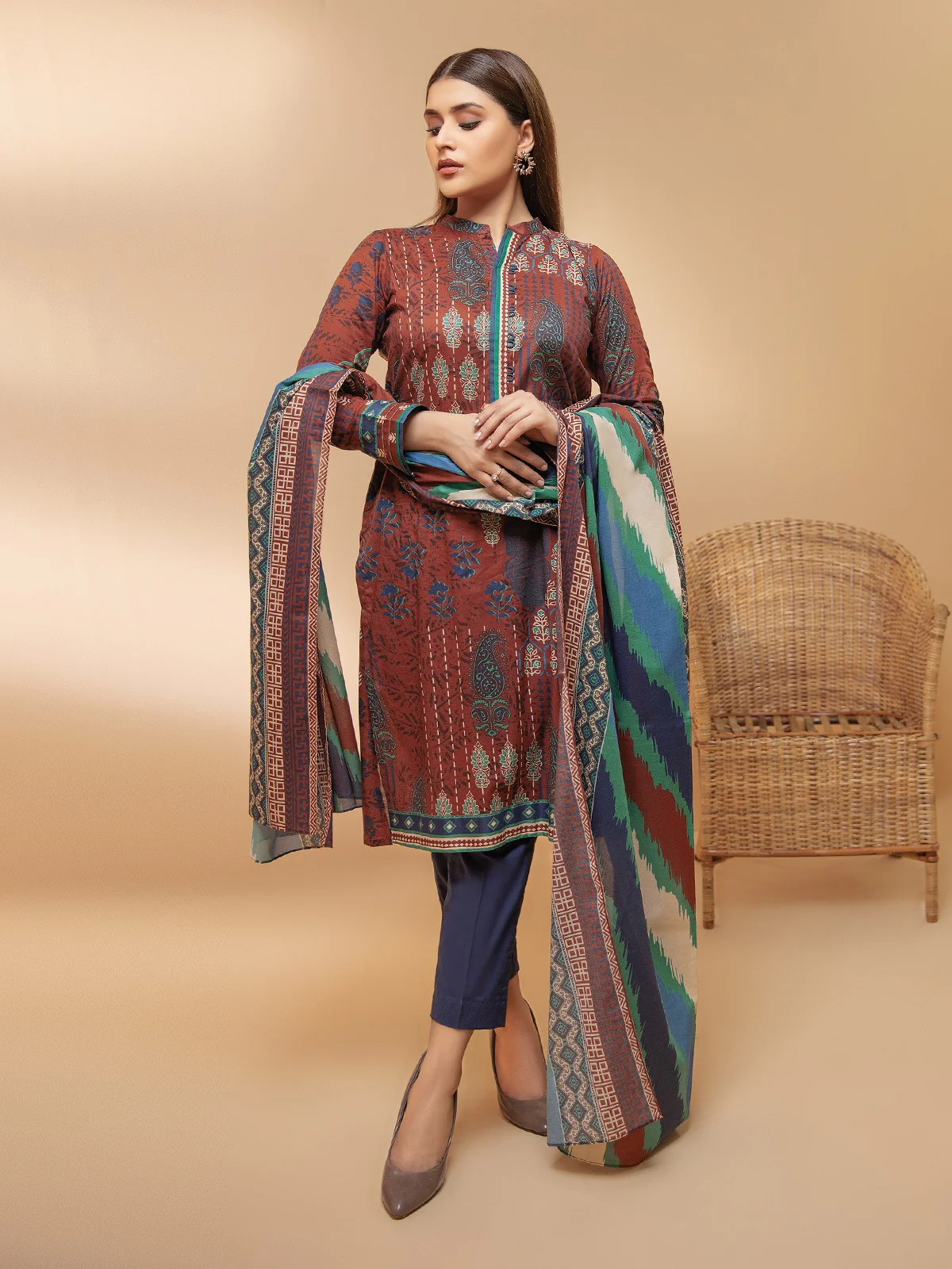 Unstitched Printed Khaddar Suit - EWU21A9-21474