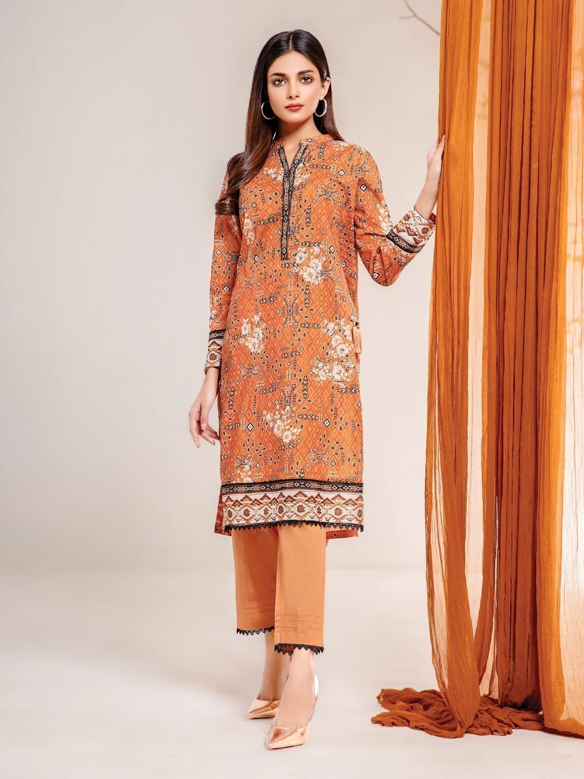 Unstitched Printed Khaddar Shirt Trouser - EWU21A9-21562