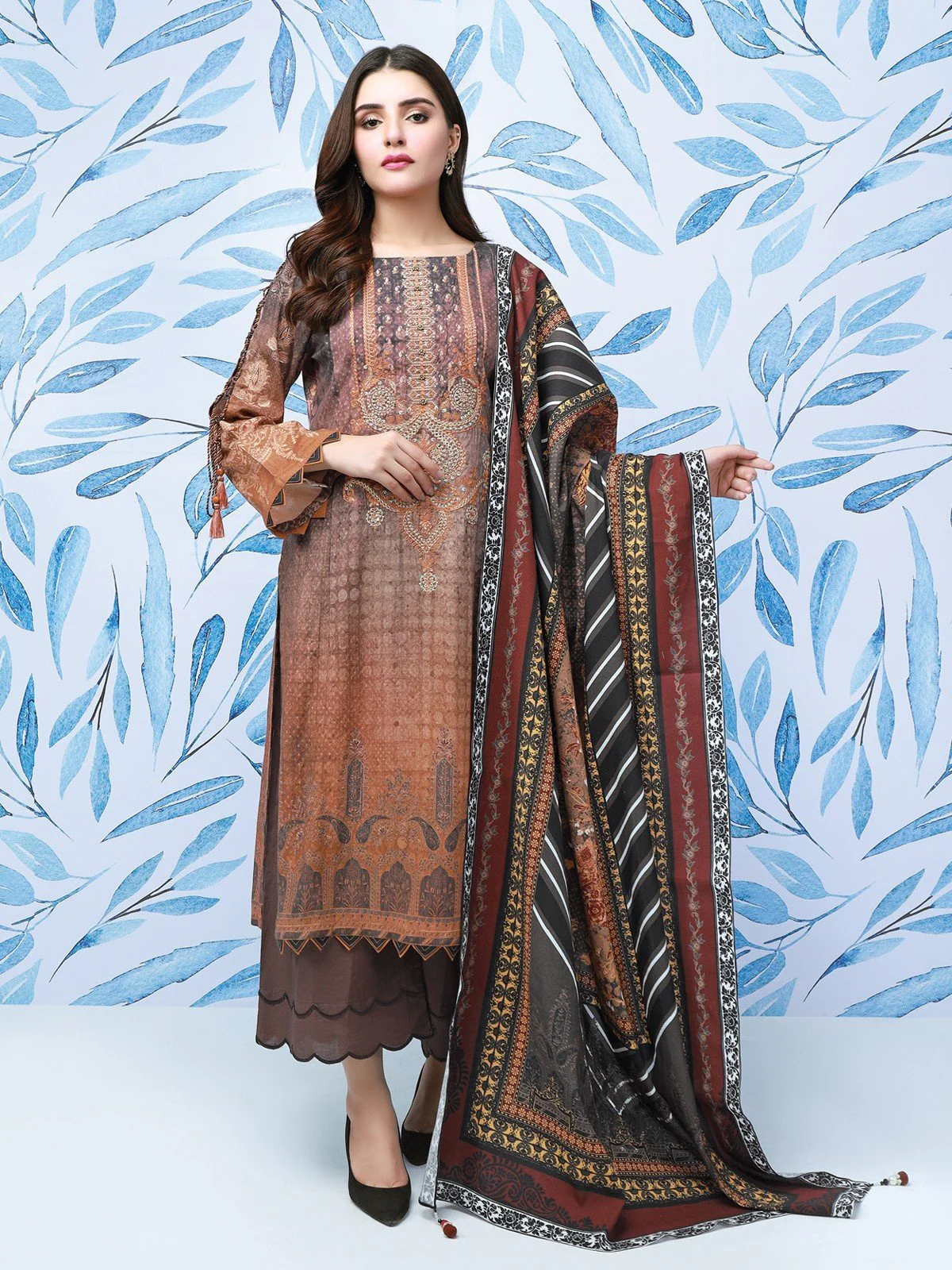 Unstitched Embroidered Viscose Suit - EWU21V11-21751