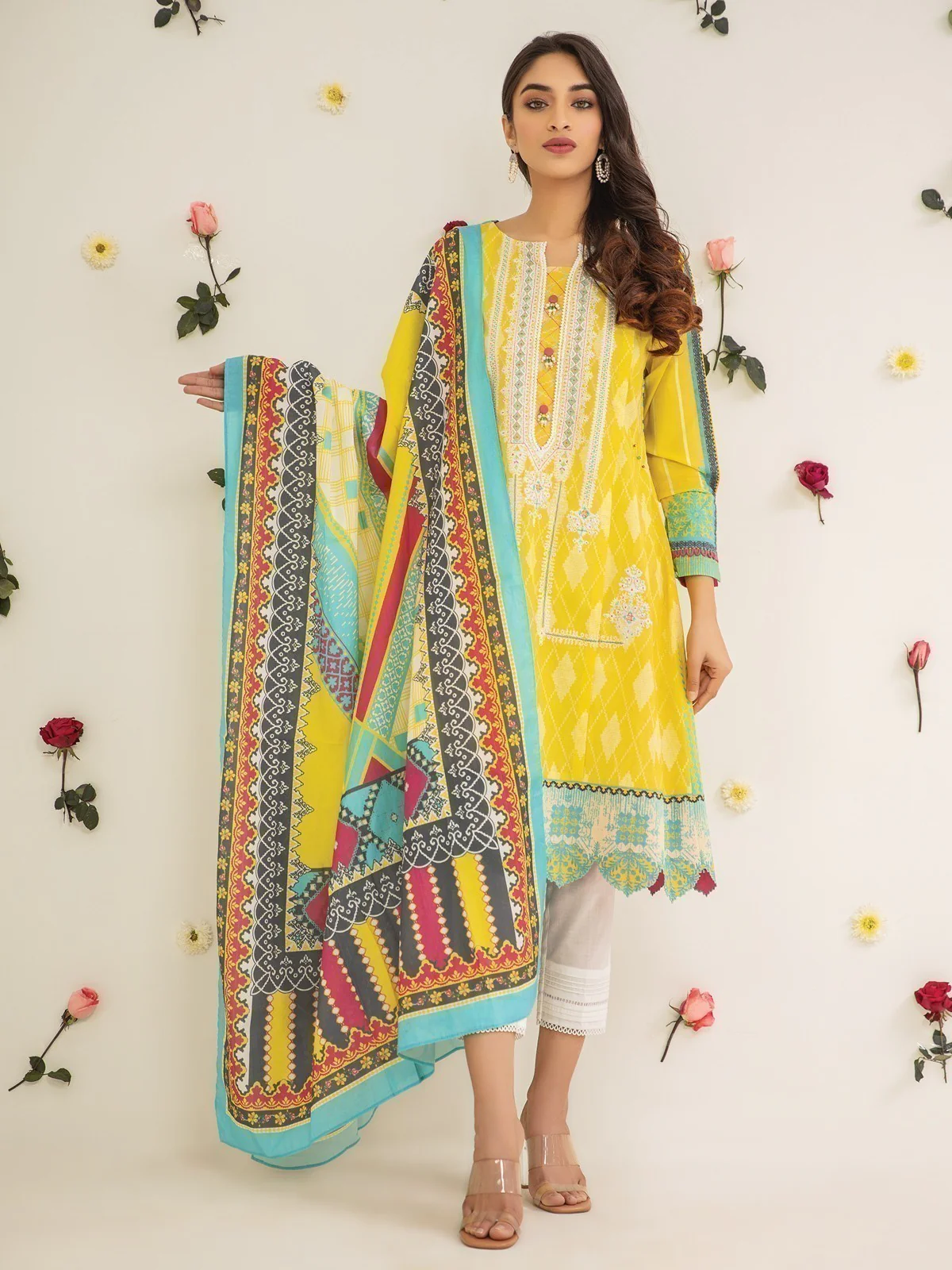Unstitched Embroidered Lawn Suit - EWU21V2-20483