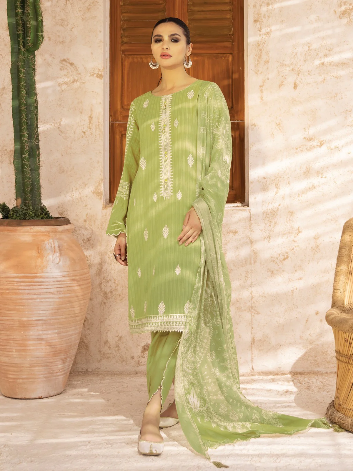 Unstitched Embroidered Jacquard Suit - EWU21V3-20848