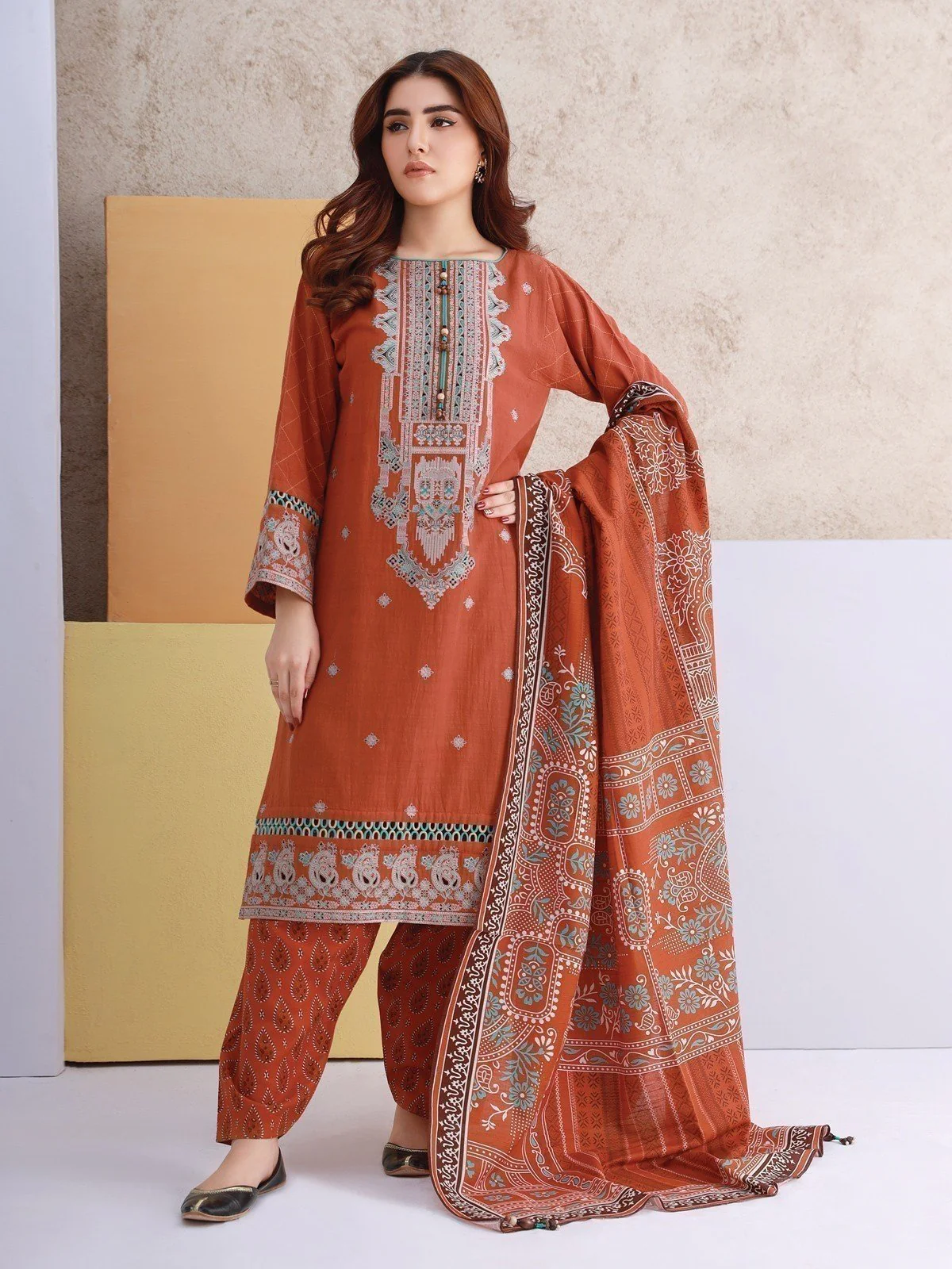Unstitched Embroidered Khaddar Suit - EWU21V8-21633