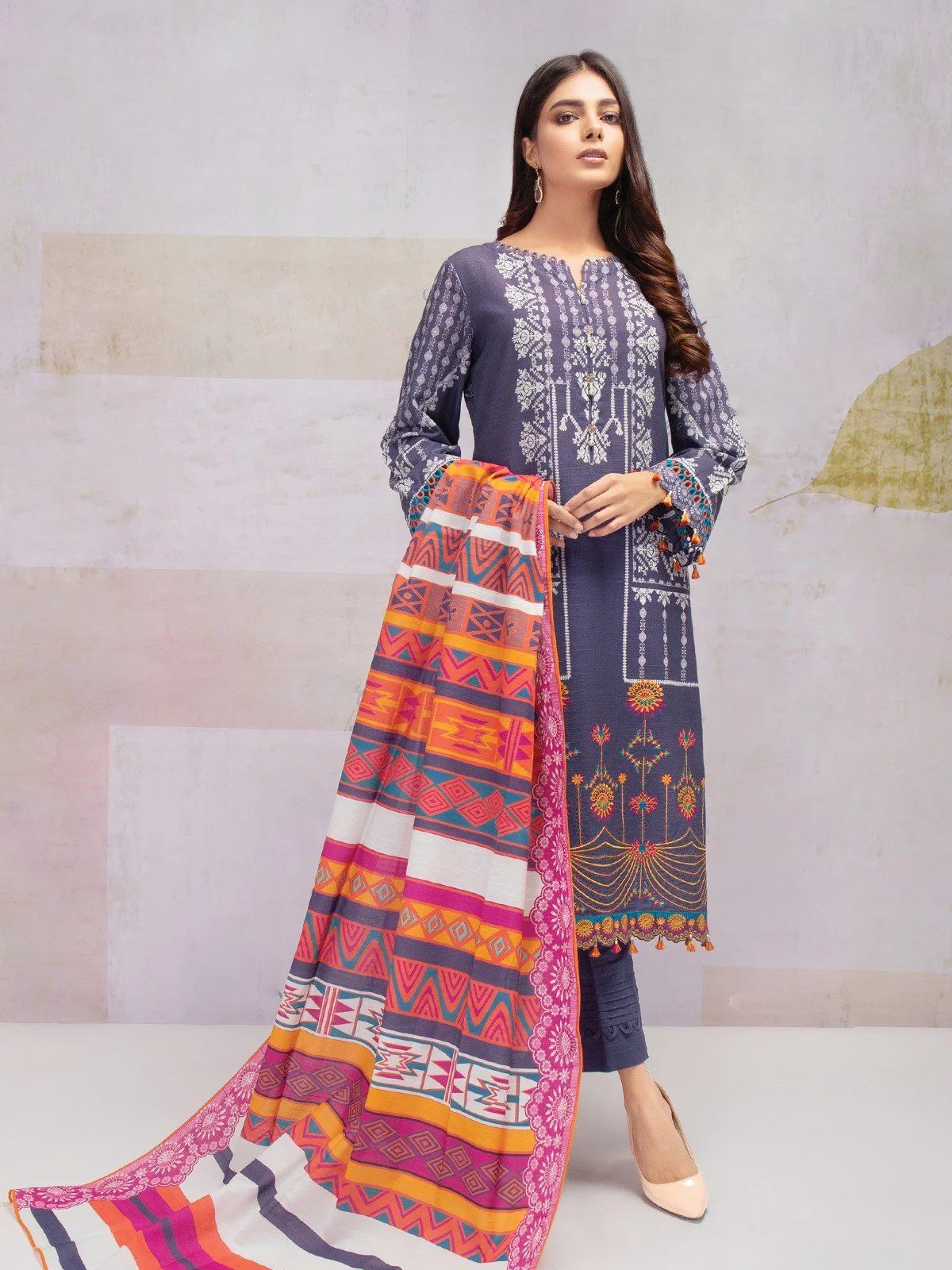 Unstitched Embroidered Khaddar Suit - EWU21V8-21680