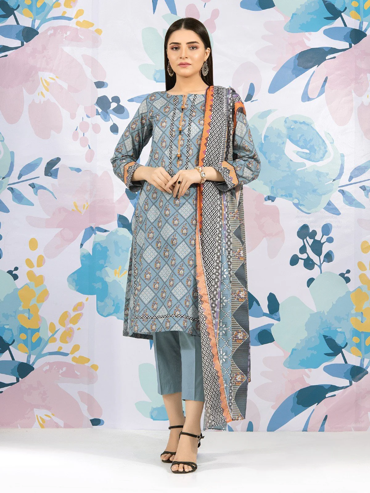 Unstitched Printed Lawn Suit - EWU22A1-23055